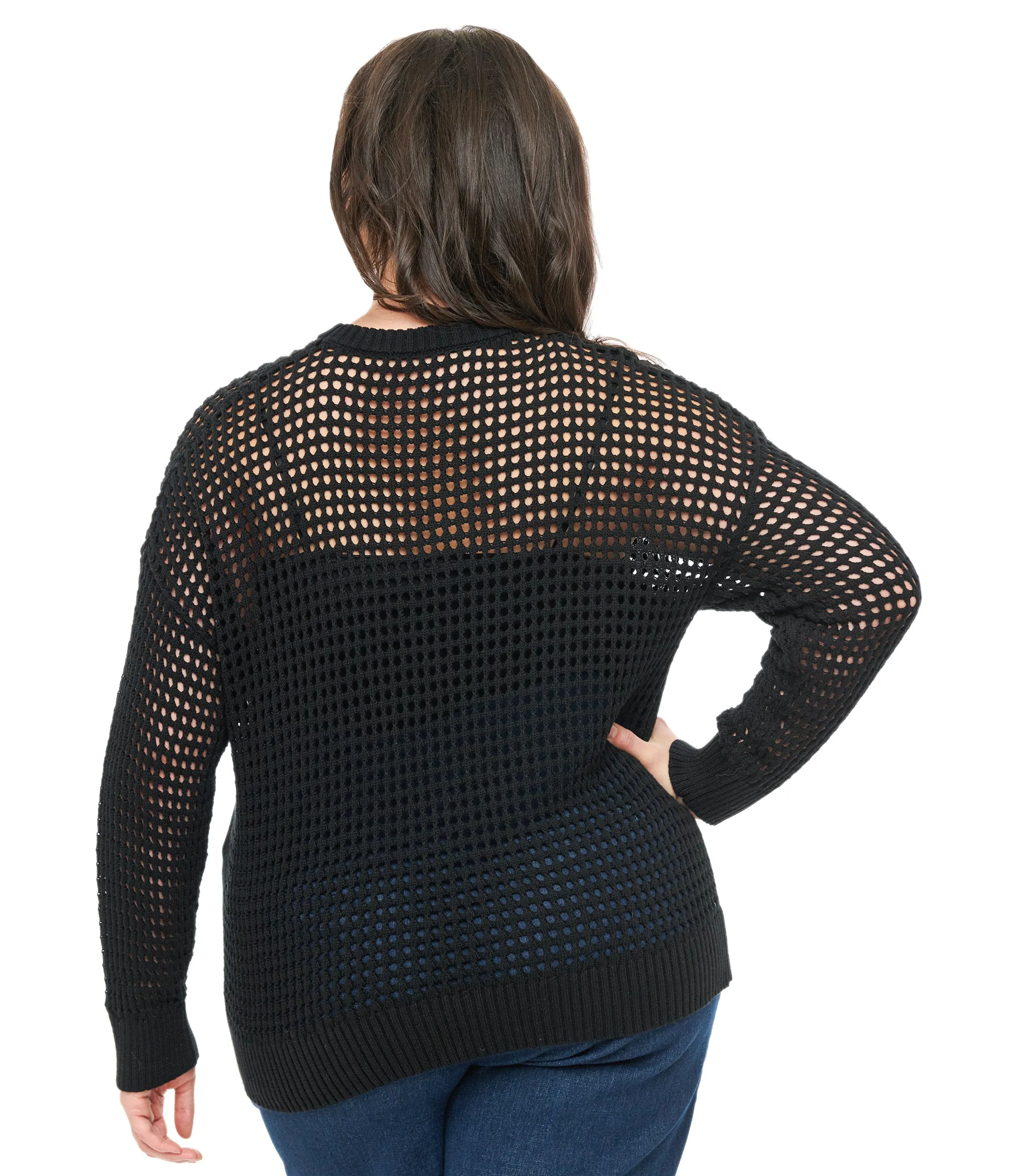 Unique Vintage Plus Size Black Cat Open Weave Cotton Sweater sold by Unique Vintage product image thumbnail 3