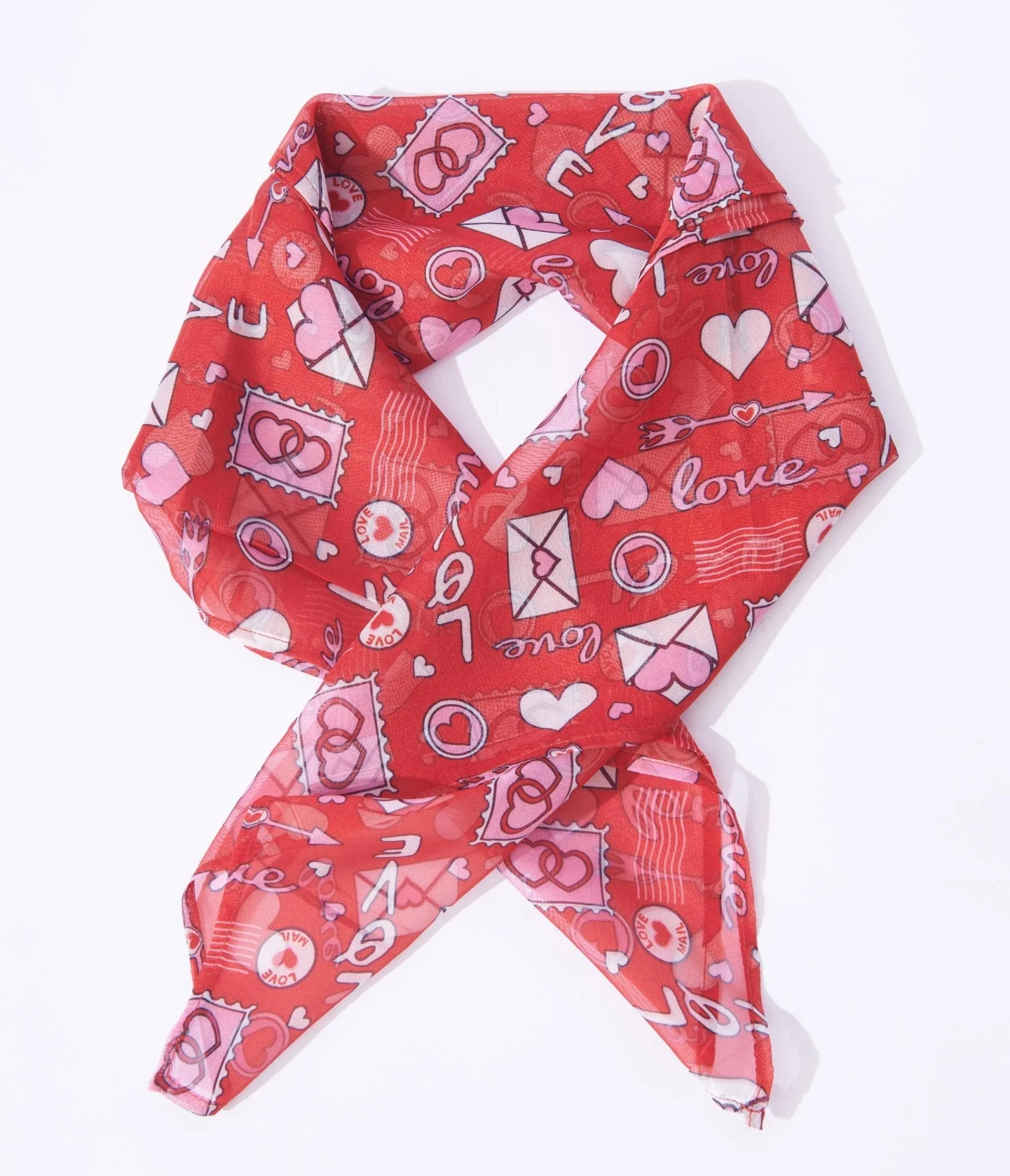 Unique Vintage Red Love Letter Print Hair Scarf sold by Unique Vintage