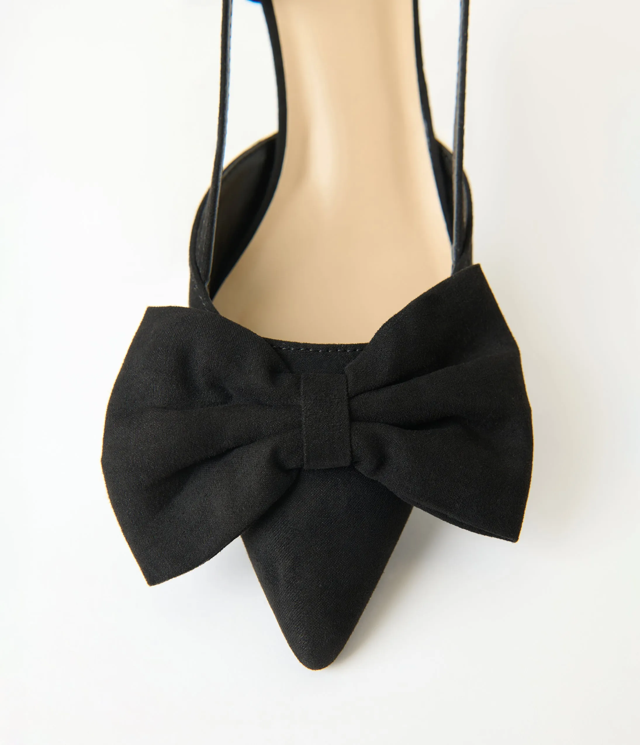 Black Suede Bow Kitten Slingback Heels sold by Unique Vintage product image thumbnail 2