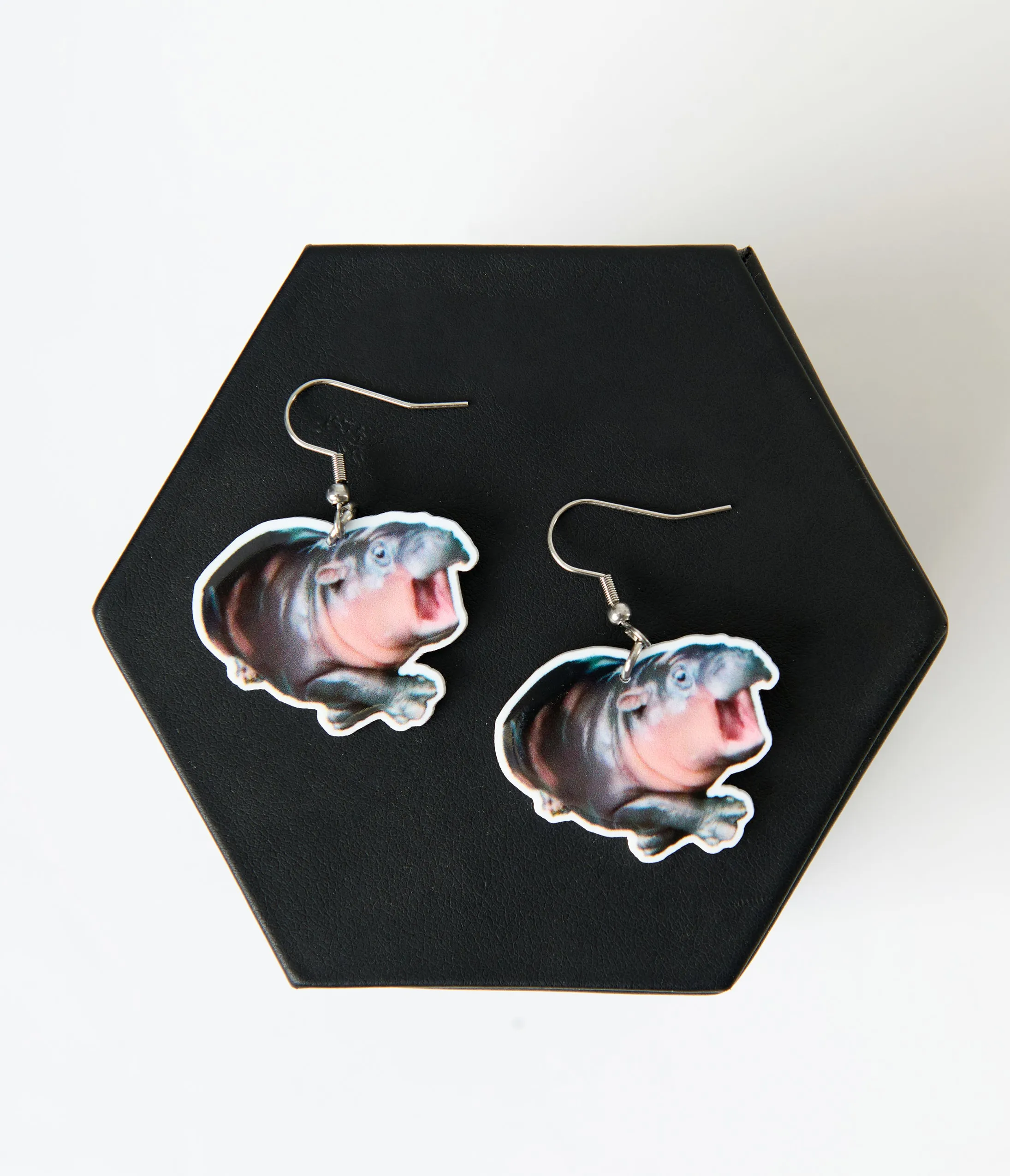 Moo Deng Hippo Earrings sold by Unique Vintage product image thumbnail 3