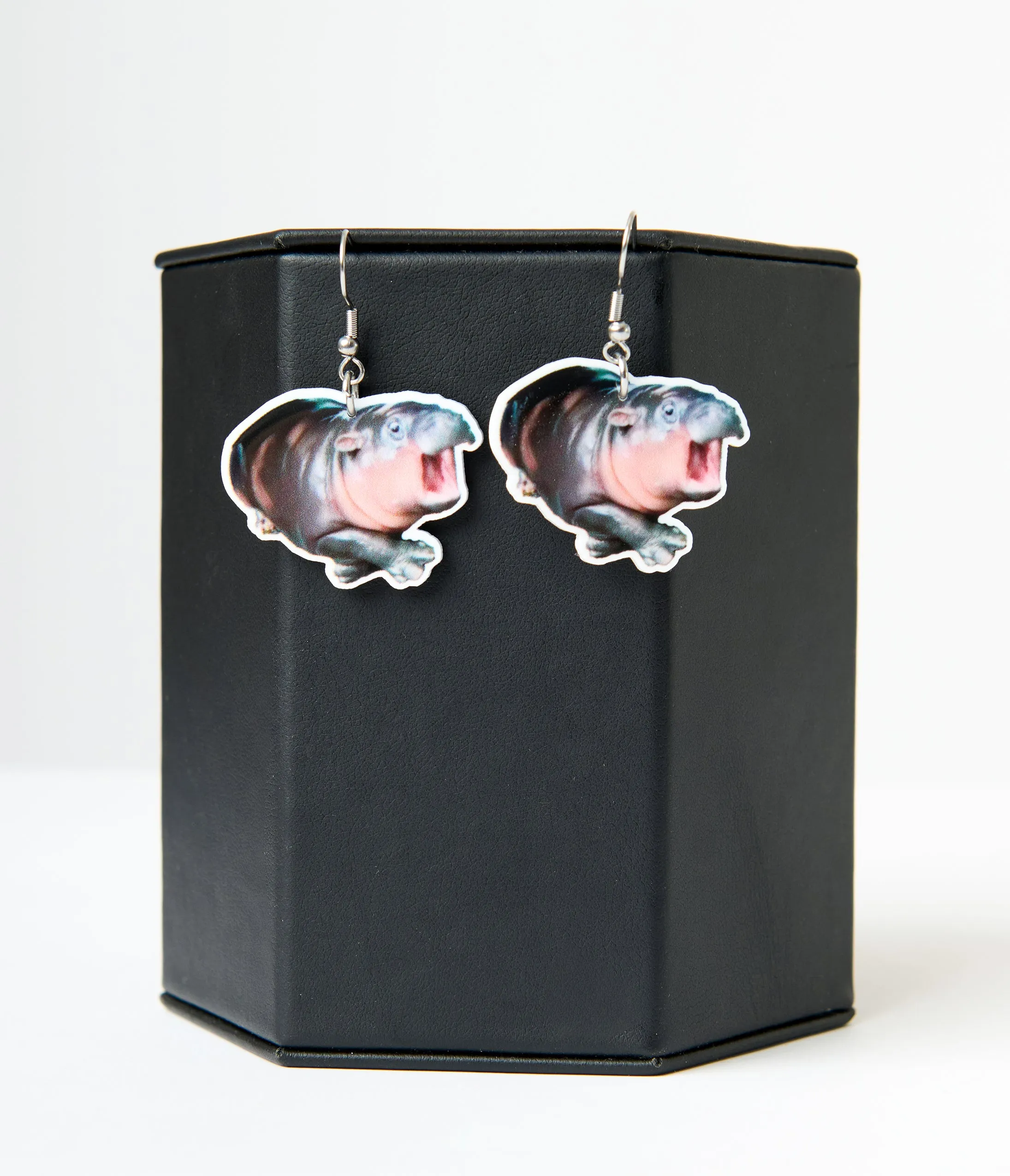 Moo Deng Hippo Earrings sold by Unique Vintage