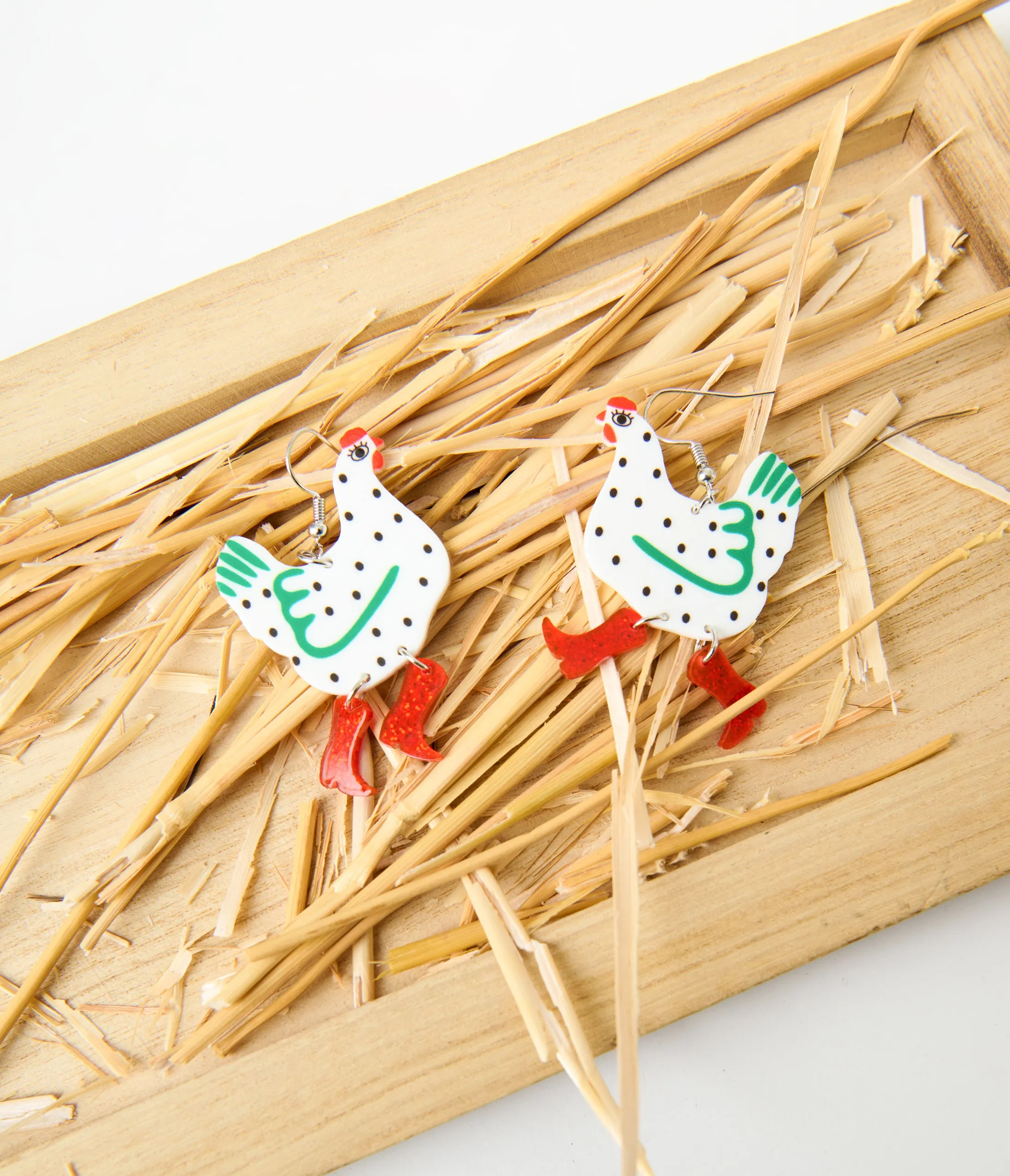 Glitter Chicken & Boot Earrings sold by Unique Vintage