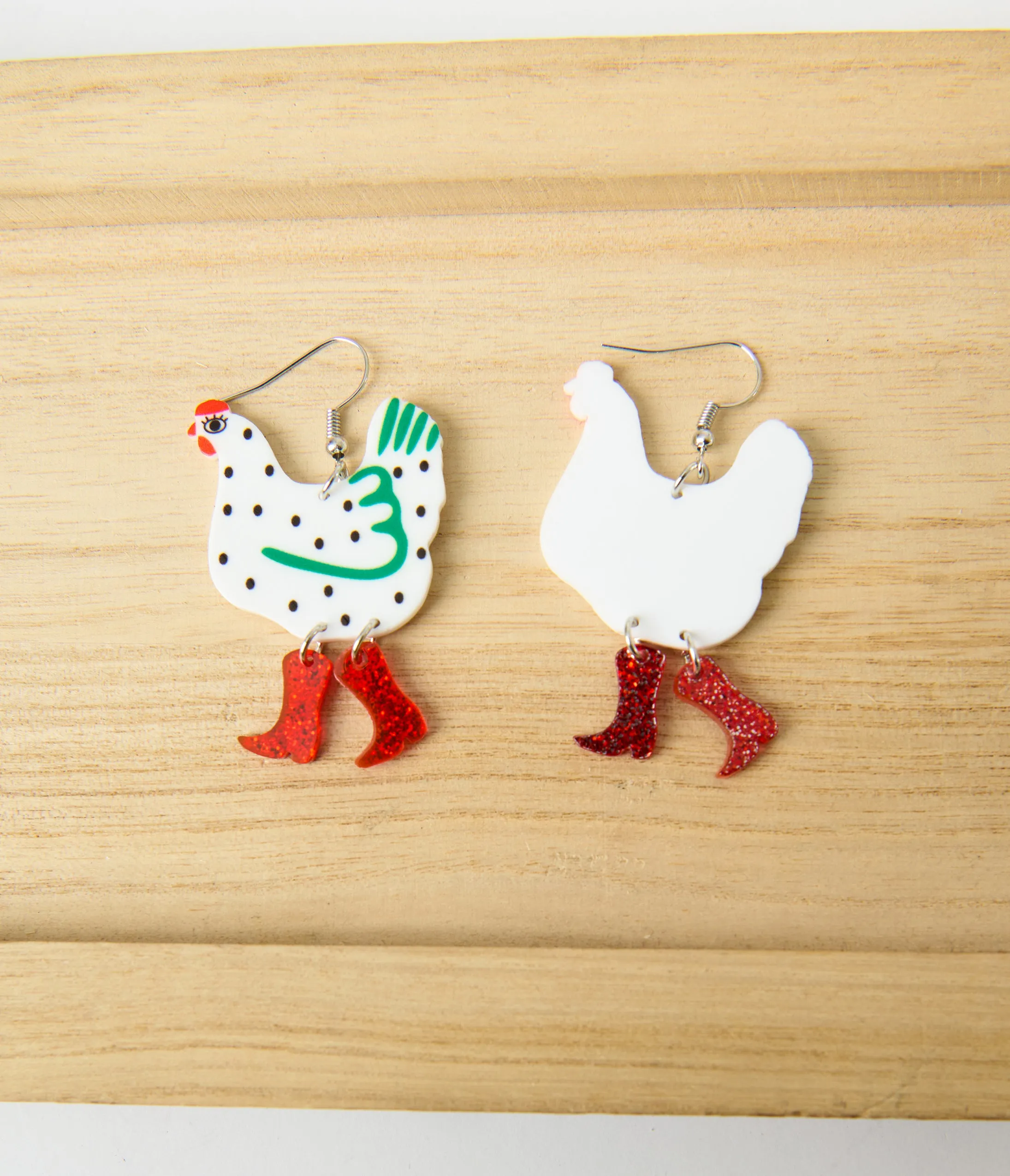 Glitter Chicken & Boot Earrings sold by Unique Vintage product image thumbnail 2