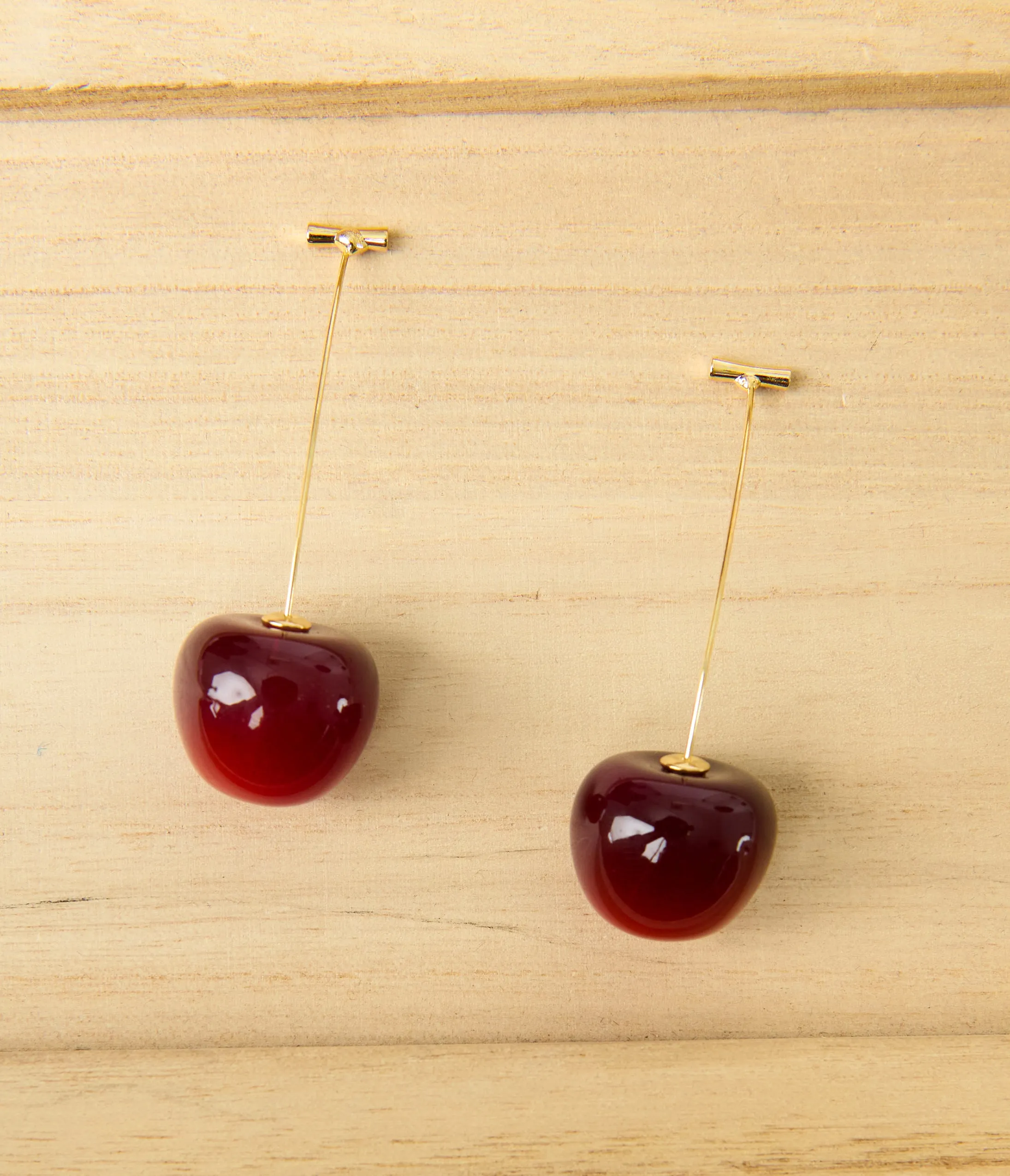 Gold Stem Cherry Earrings sold by Unique Vintage product image thumbnail 3