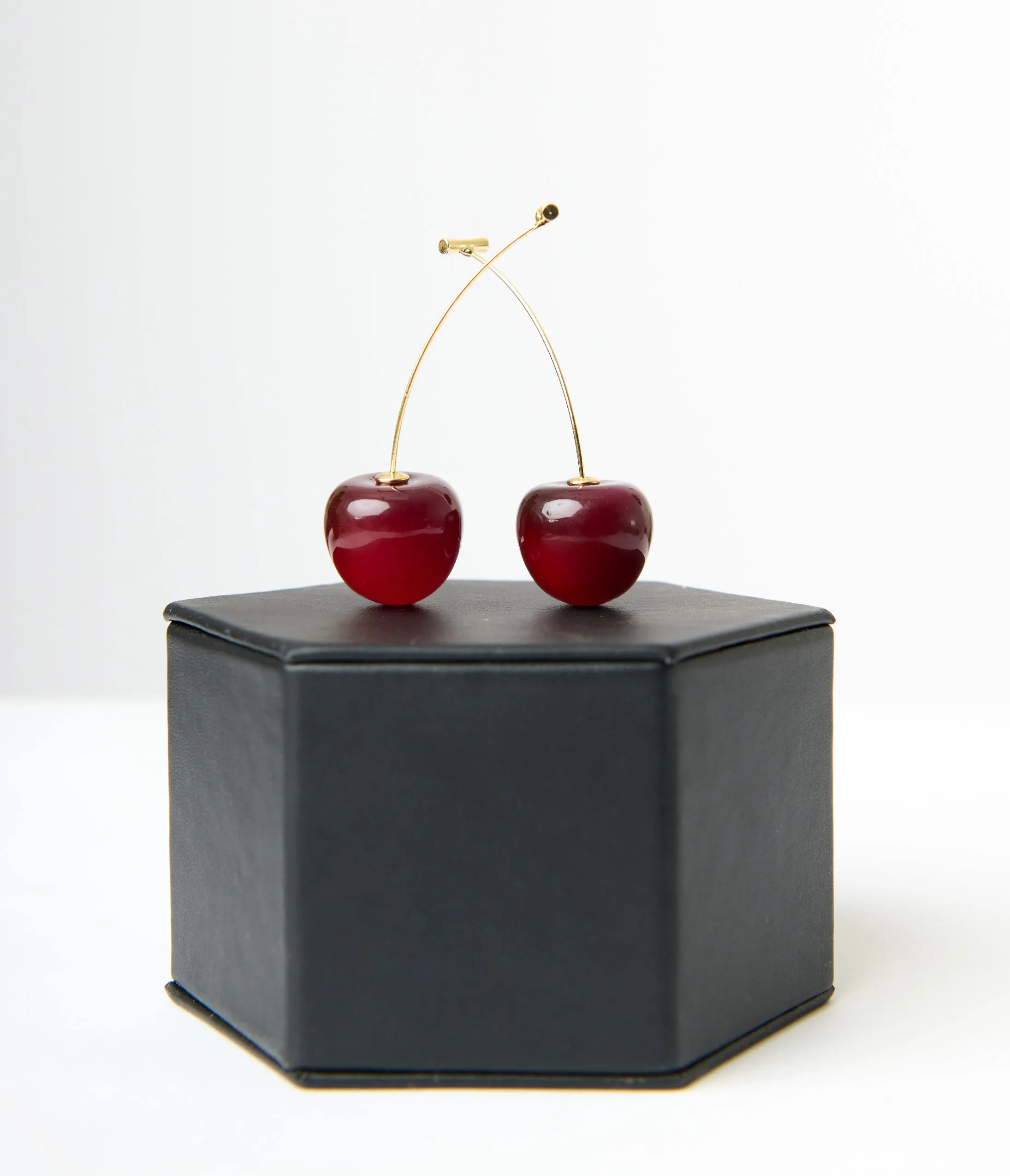 Gold Stem Cherry Earrings sold by Unique Vintage