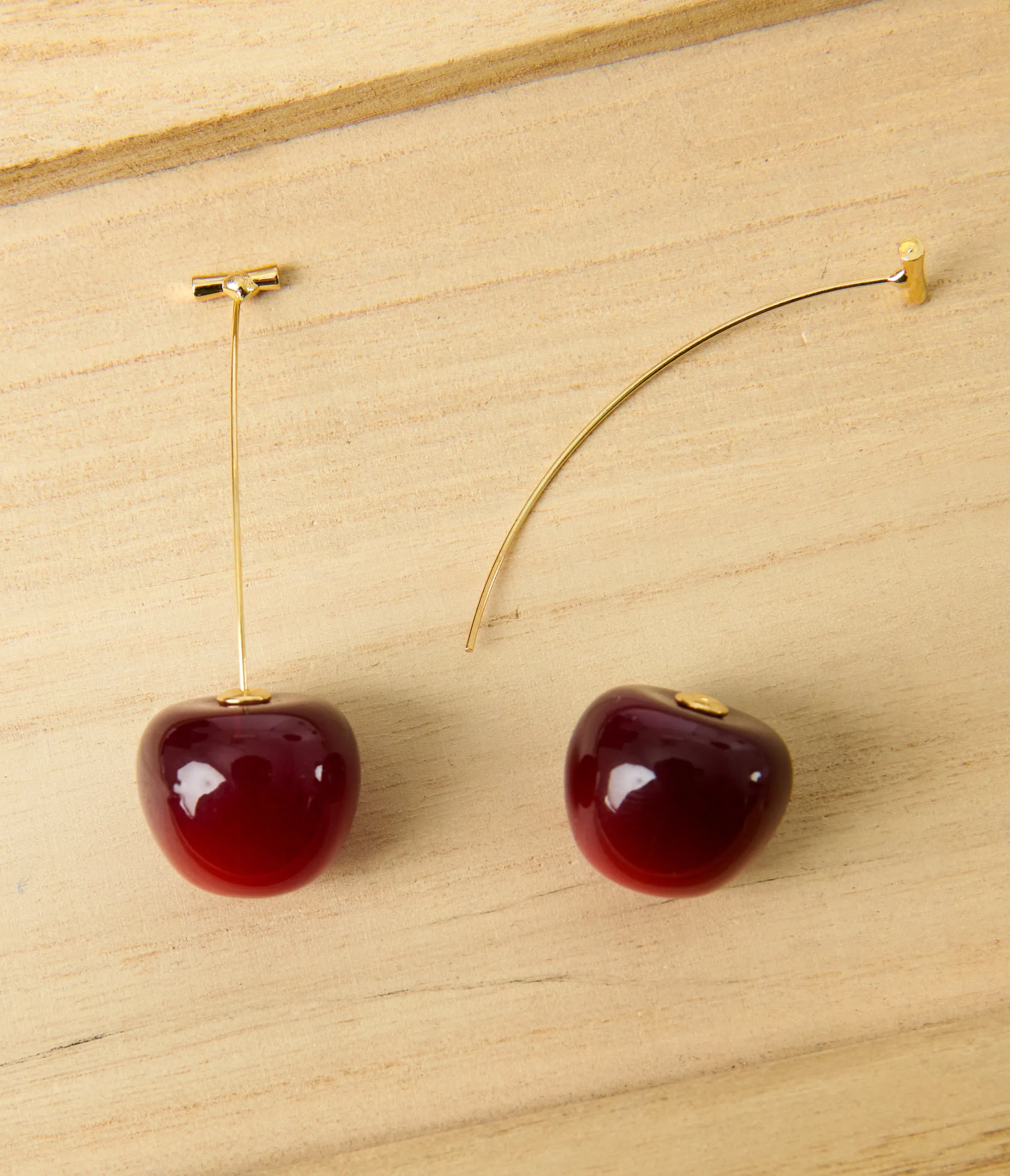 Gold Stem Cherry Earrings sold by Unique Vintage product image thumbnail 2