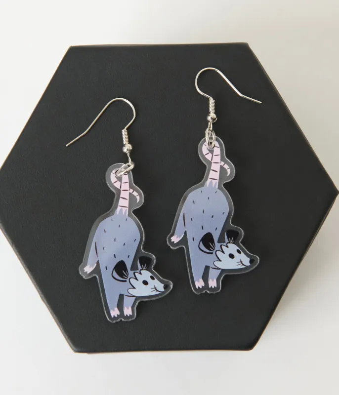 Hanging Opossum Drop Earrings sold by Unique Vintage