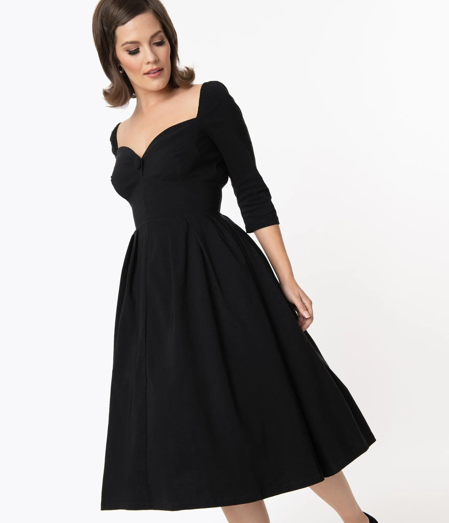 Unique Vintage 1950s Black Sweetheart Lamar Swing Dress sold by Unique Vintage product image thumbnail 4