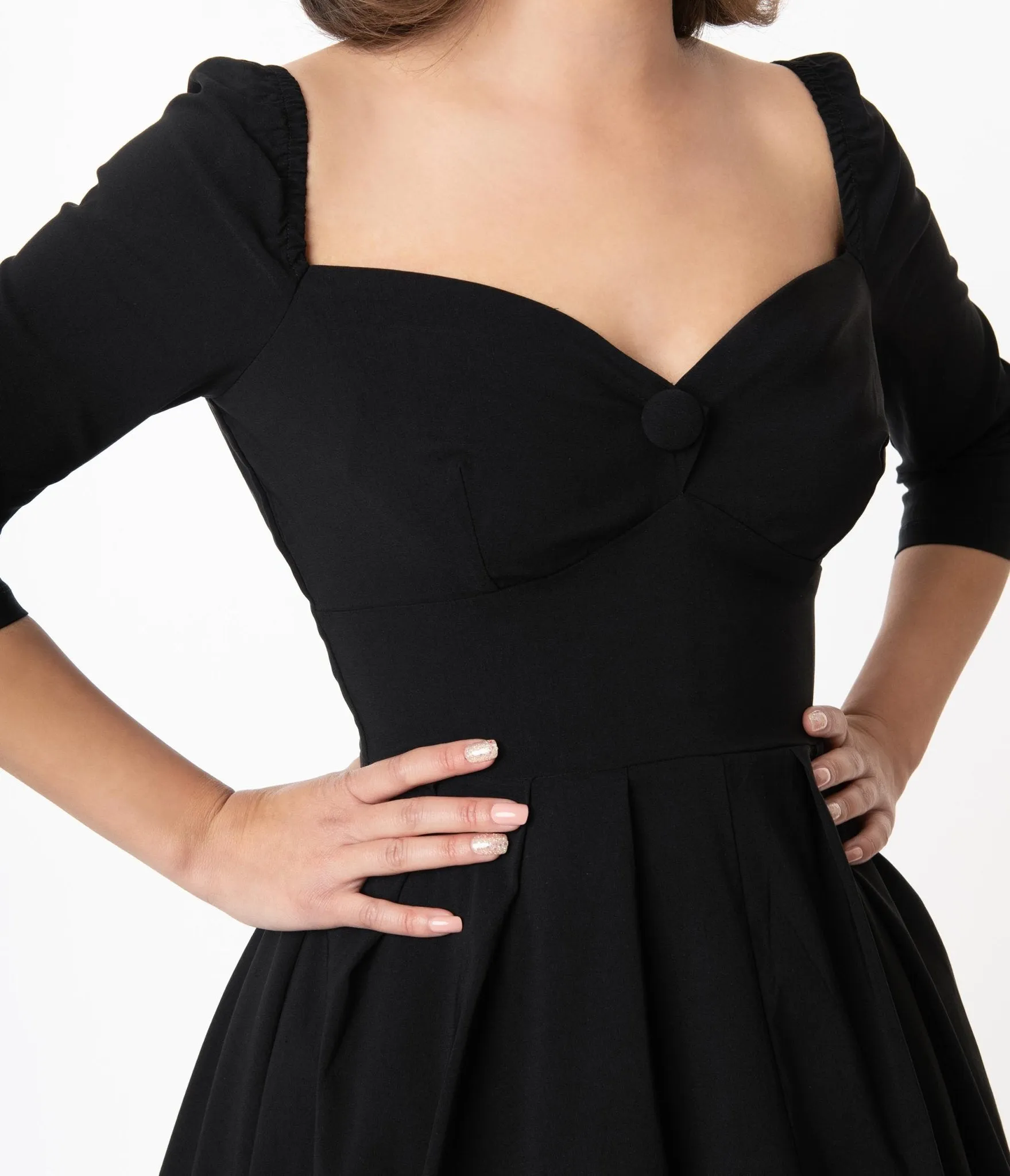 Unique Vintage 1950s Black Sweetheart Lamar Swing Dress sold by Unique Vintage product image thumbnail 3
