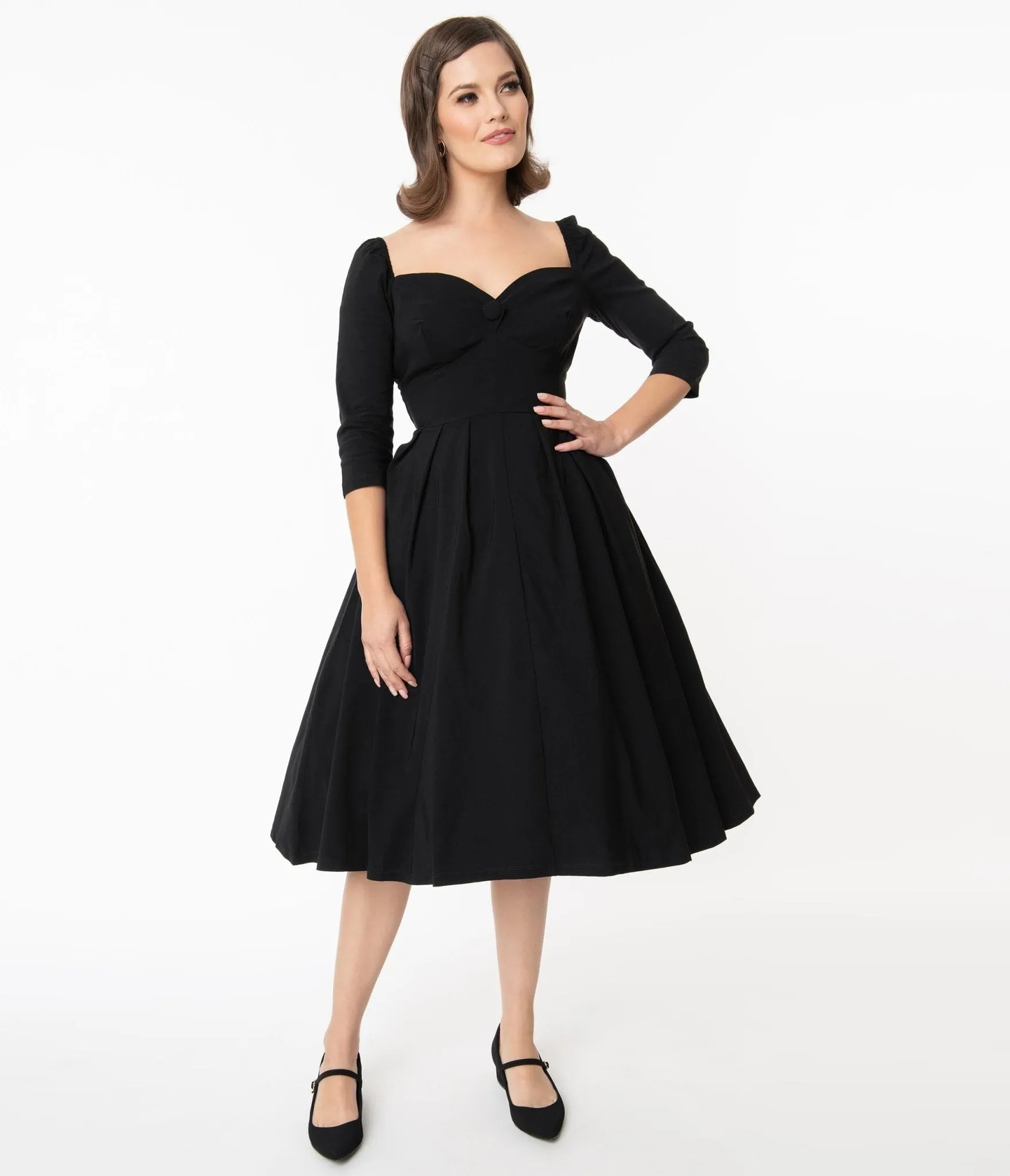 Unique Vintage 1950s Black Sweetheart Lamar Swing Dress sold by Unique Vintage product image thumbnail 5
