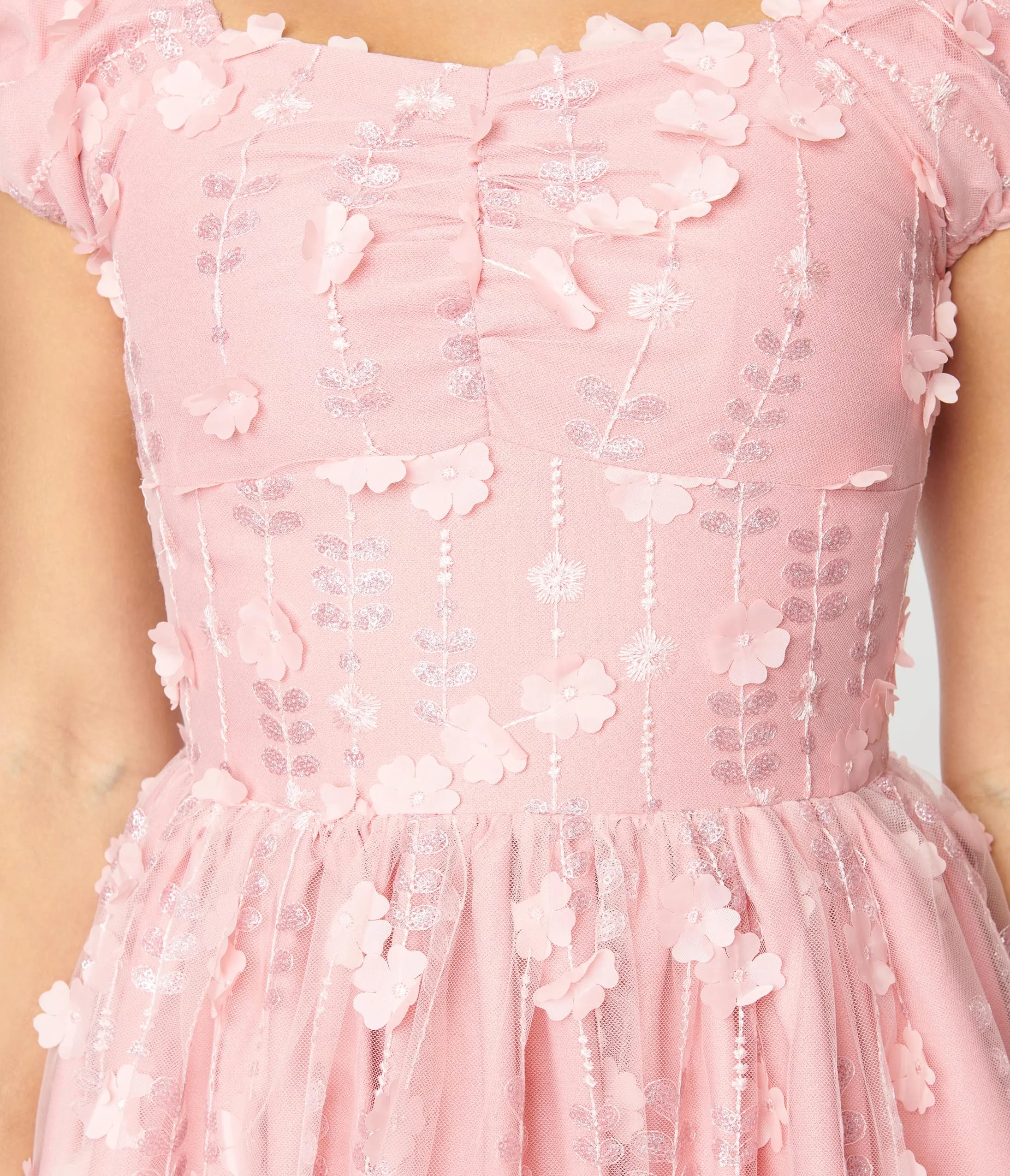 Magnolia Place Pink Sequin Floral Swing Dress sold by Unique Vintage product image thumbnail 2