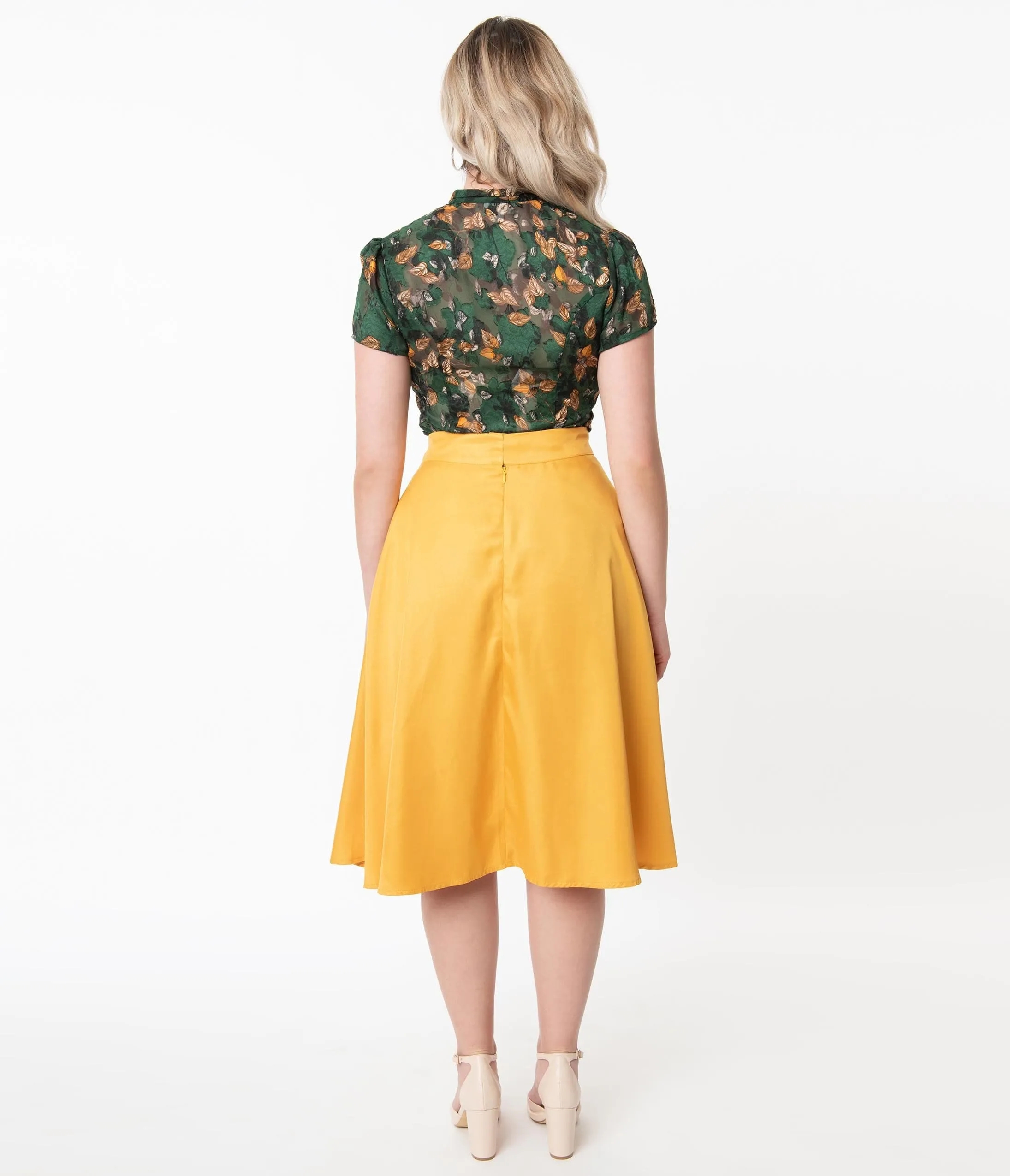 Unique Vintage Retro Mustard Yellow Vivien Swing Skirt sold by Unique Vintage product image thumbnail 3