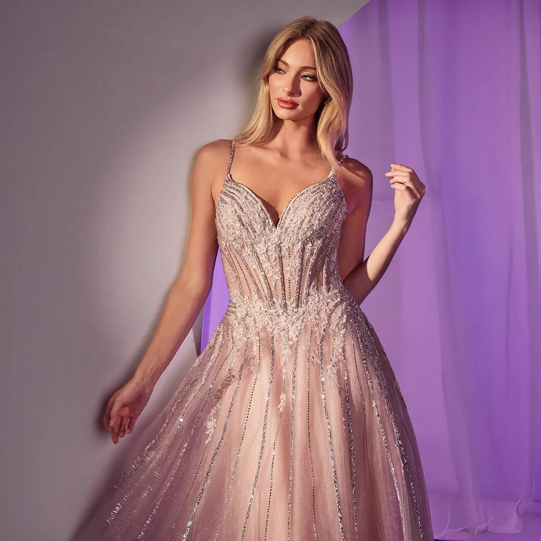 Ladivine by Cinderella Divine Dusty Rose Crystal A-Line Bridesmaid Ball Gown sold by Unique Vintage product image thumbnail 2