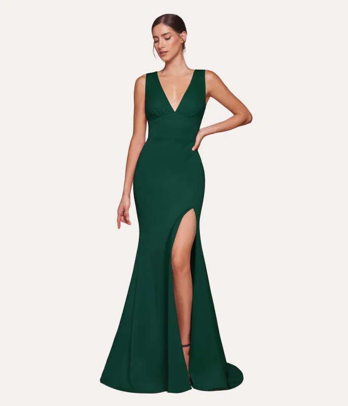Ladivine by Cinderella Divine Emerald Empire Waist Prom Gown sold by Unique Vintage