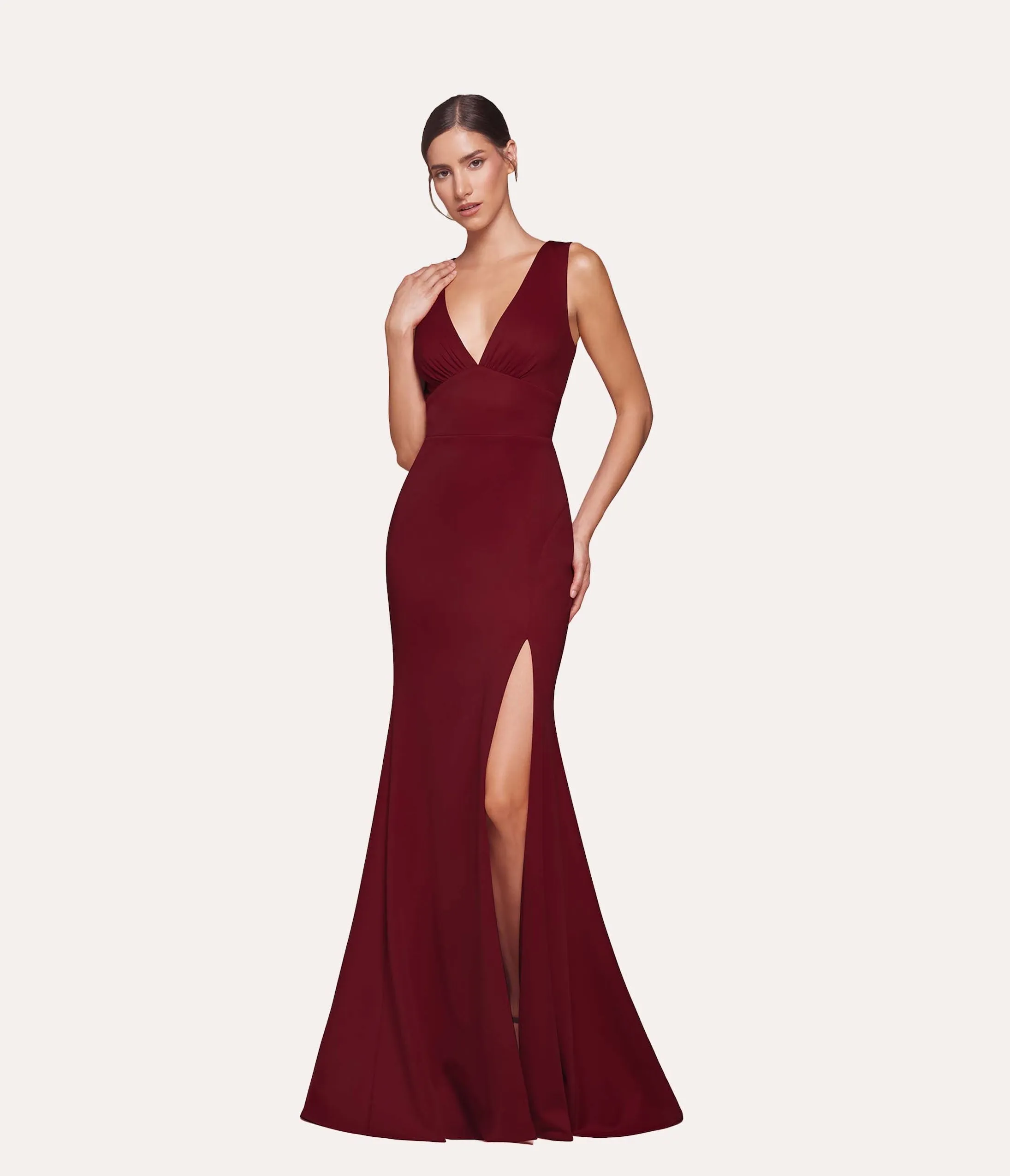Cinderella Divine Burgundy Empire Waist Prom Gown sold by Unique Vintage product image thumbnail 2