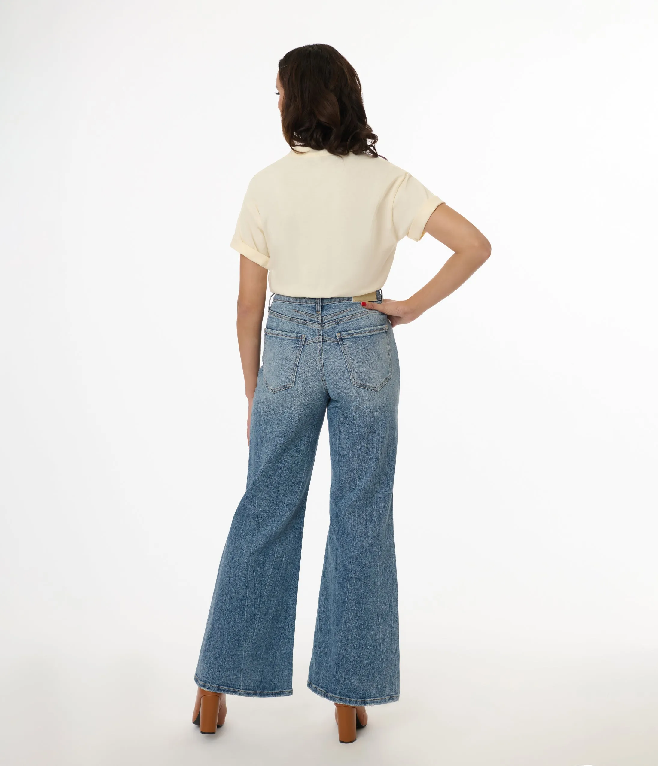 Denim High Rise Palazzo Jeans sold by Unique Vintage product image thumbnail 3