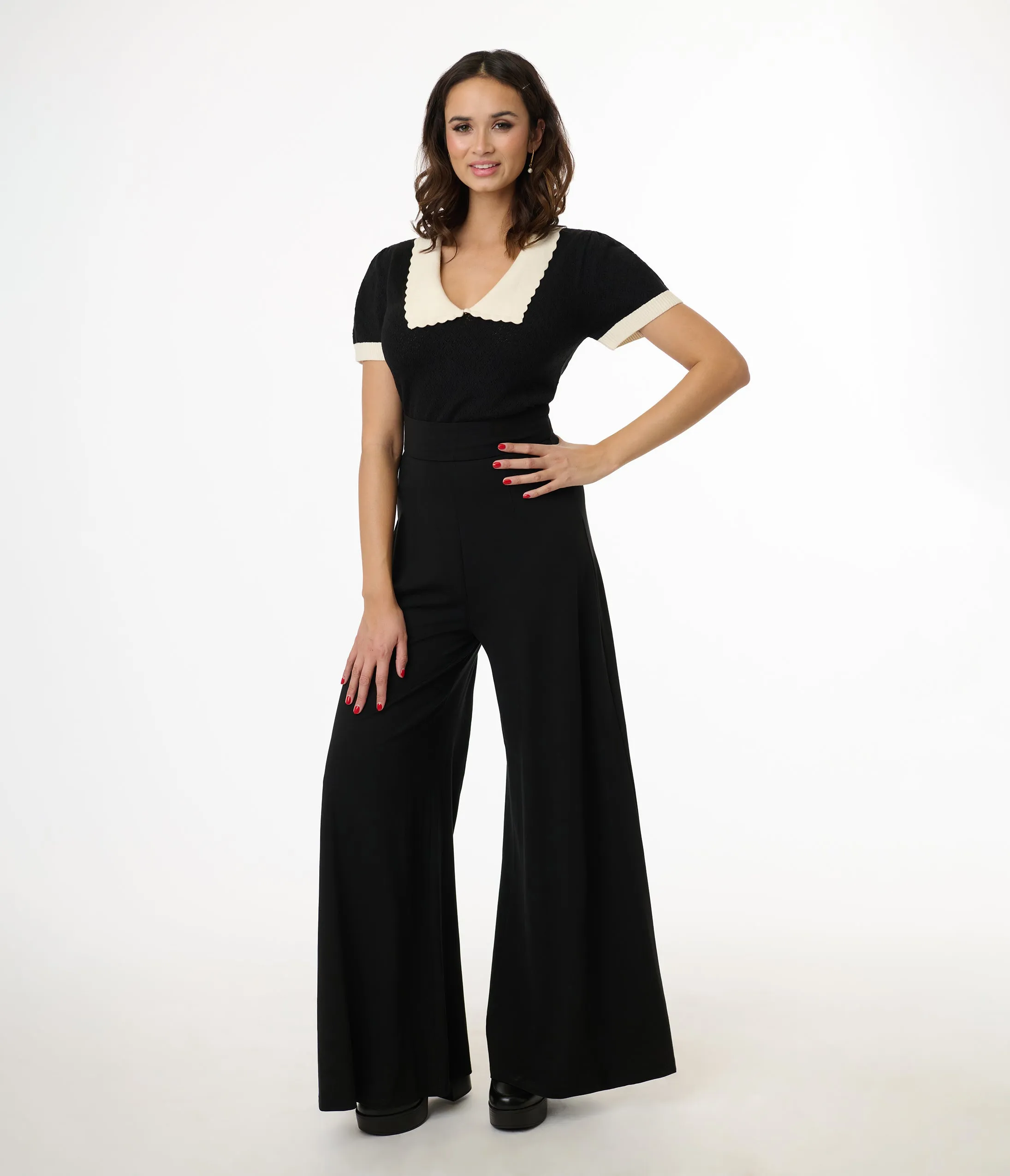 Elle Rebel Black Mystic Night Palazzo Pants sold by Unique Vintage