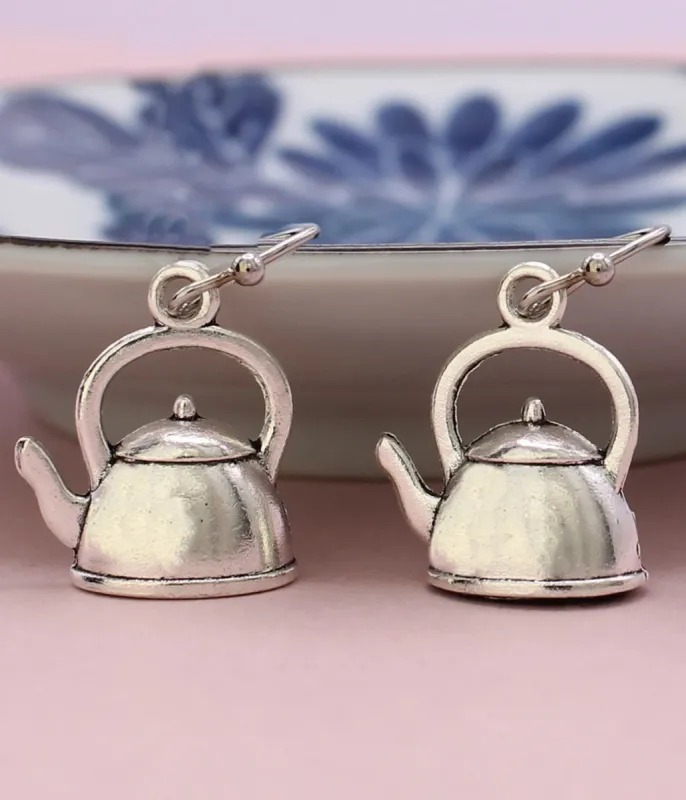 Put on the Kettle Silver Earrings made by Unique Vintage