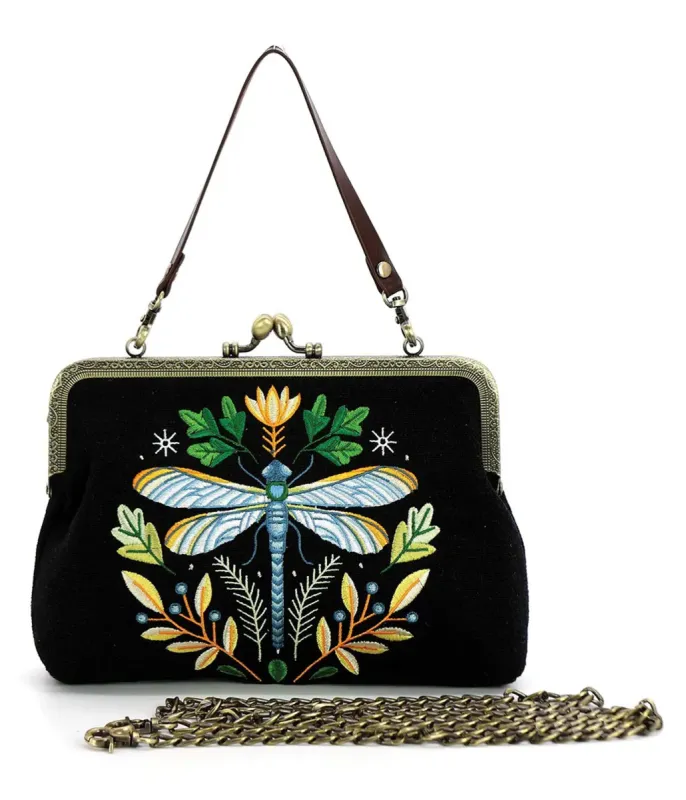 Black Dragonfly Handbag sold by Unique Vintage