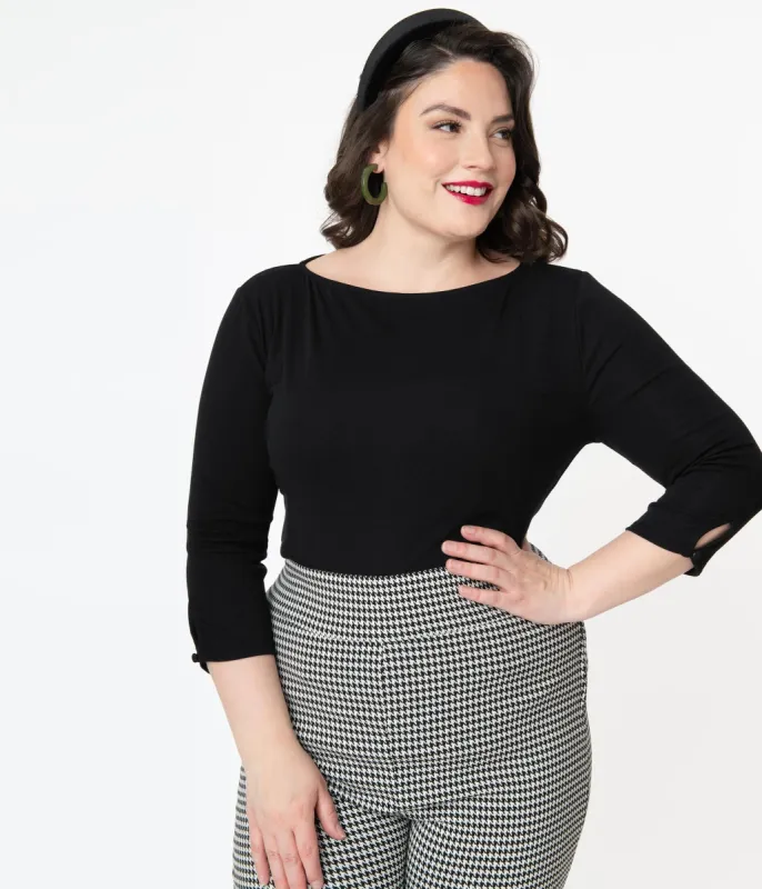 Unique Vintage Plus Size Black Gracie Top sold by Unique Vintage