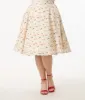 1950s Cream & Duck Print Cotton Swing Skirt sold by Unique Vintage