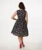 1950s Navy & Fruit Print Sleeveless Cotton Swing Dress sold by Unique Vintage