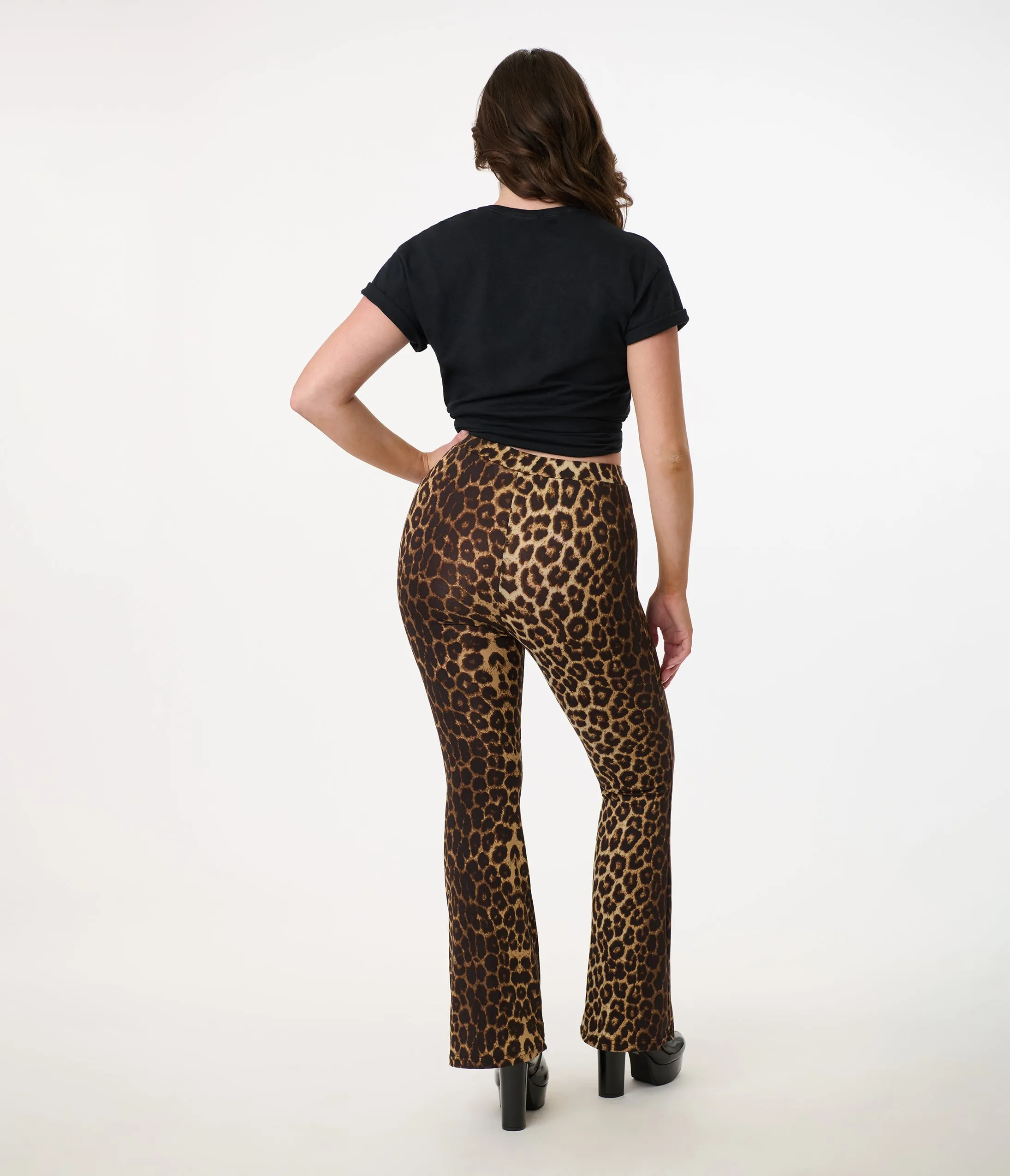 1970s Leopard Print Bell Bottoms sold by Unique Vintage product image thumbnail 3