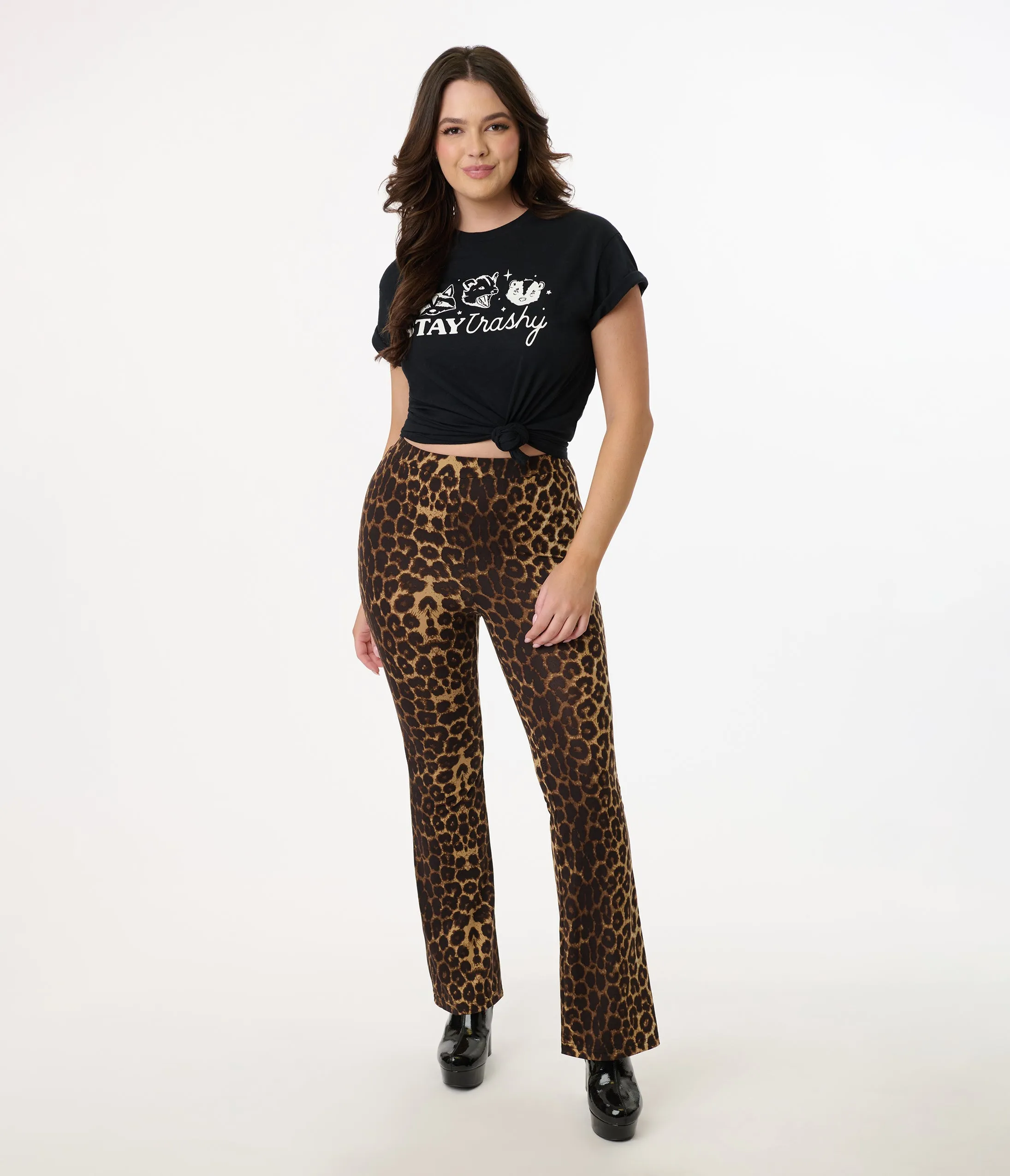 1970s Leopard Print Bell Bottoms sold by Unique Vintage product image thumbnail 4