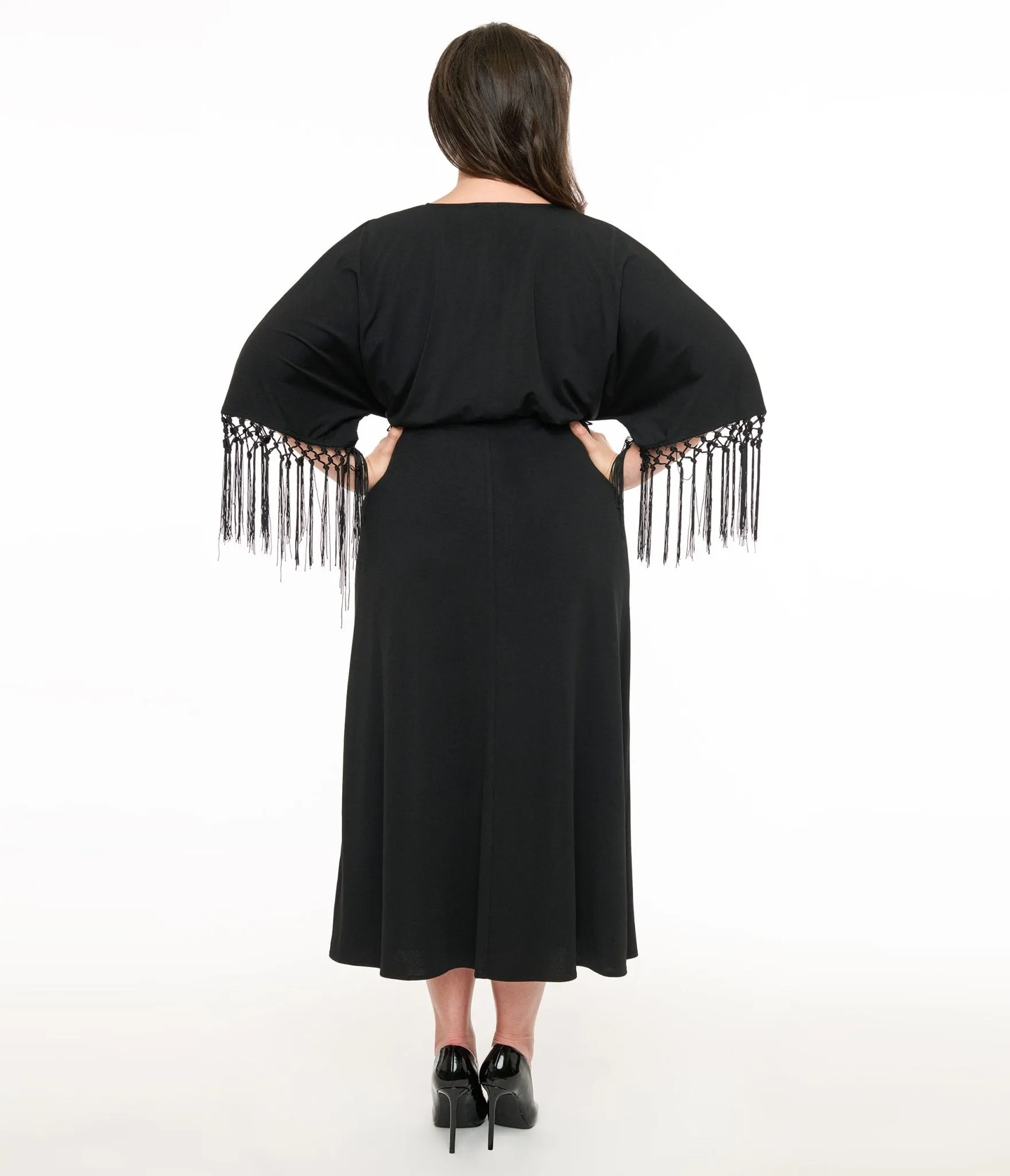 Unique Vintage Plus Size Black Wrap Midi Dress sold by Unique Vintage product image thumbnail 2