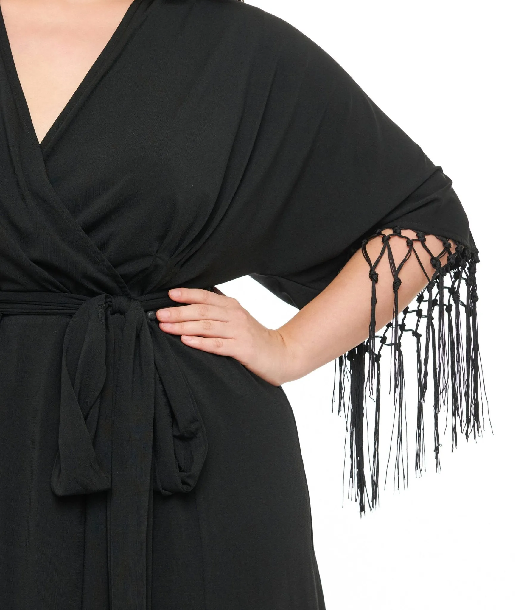 Unique Vintage Plus Size Black Wrap Midi Dress sold by Unique Vintage product image thumbnail 3