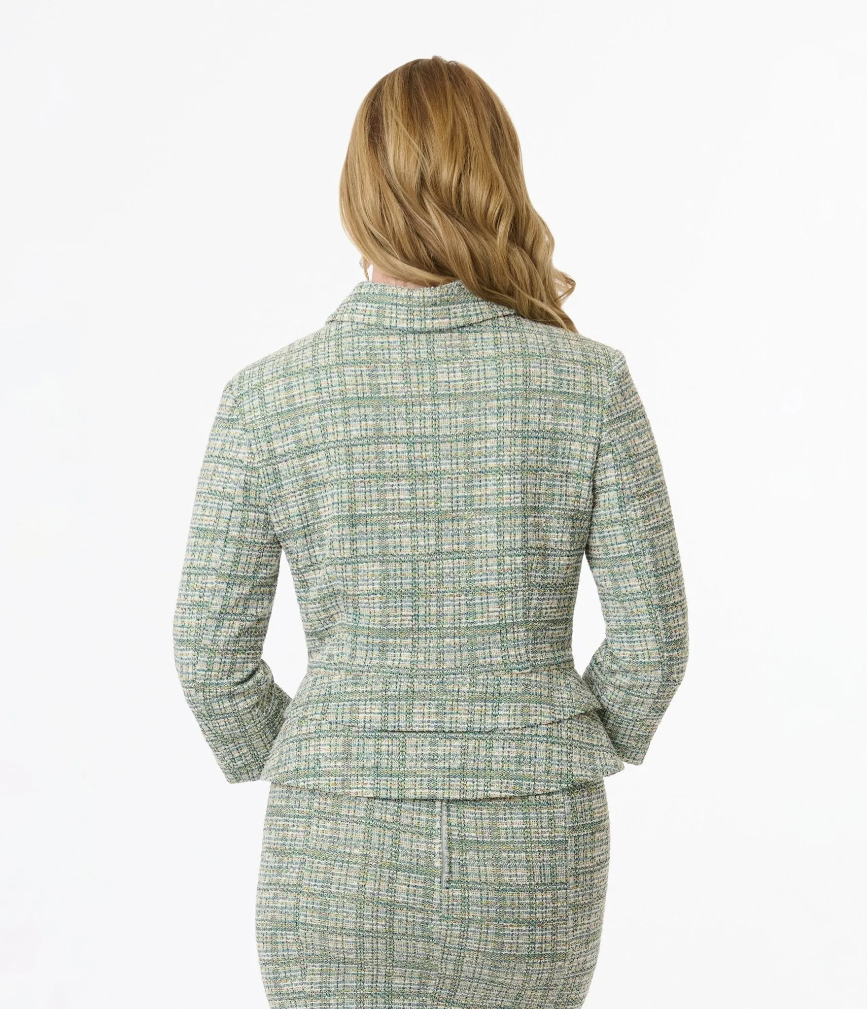 Unique Vintage 1940s Green Plaid Boucle Peplum Jacket sold by Unique Vintage product image thumbnail 2