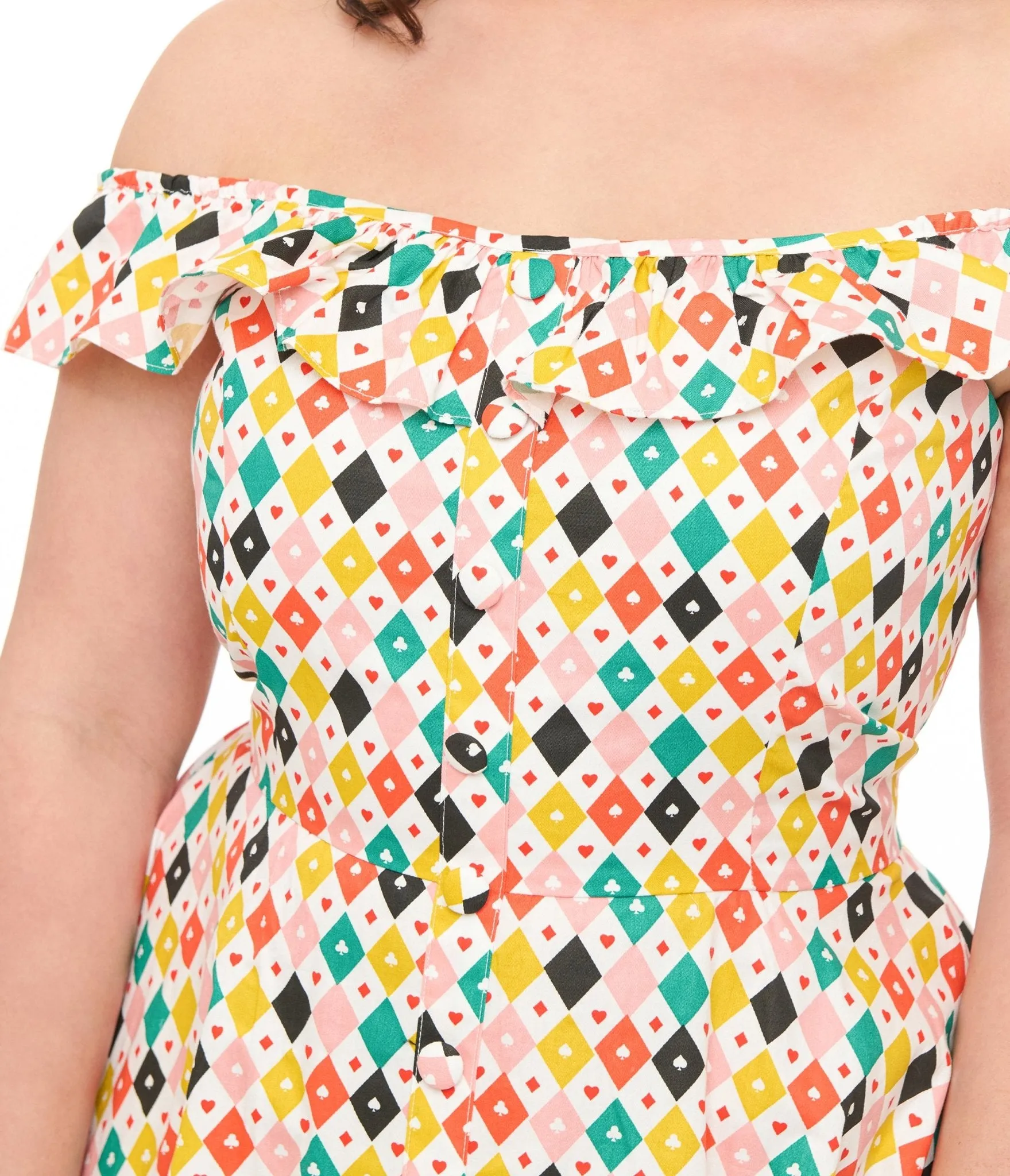 Magnolia Place Plus Size 1950s Multicolor Diamond Print Barbara Swing Dress sold by Unique Vintage product image thumbnail 2