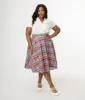 Magnolia Place Plus Size 1950s Multicolor Madras Plaid Cotton Sally Swing Skirt sold by Unique Vintage