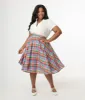 Magnolia Place Plus Size 1950s Multicolor Madras Plaid Cotton Sally Swing Skirt sold by Unique Vintage