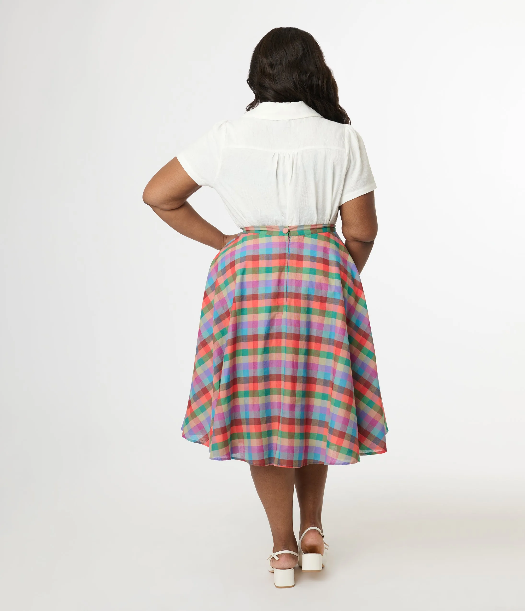 Magnolia Place Plus Size 1950s Multicolor Madras Plaid Cotton Sally Swing Skirt sold by Unique Vintage product image thumbnail 3