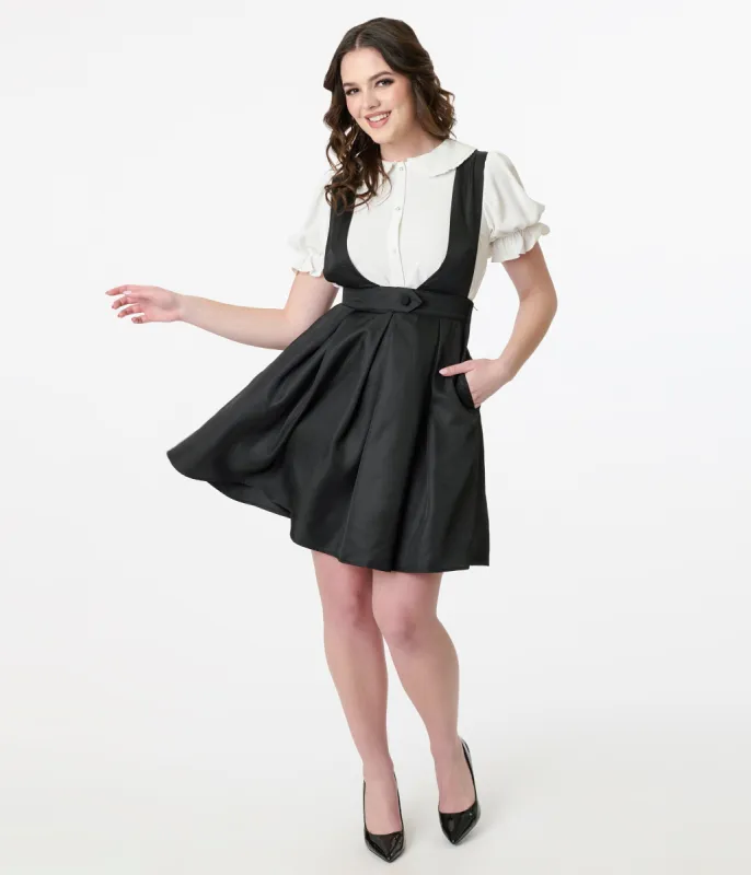 Smak Parlour 1960s Black Box Pleat Cotton Pinafore sold by Unique Vintage