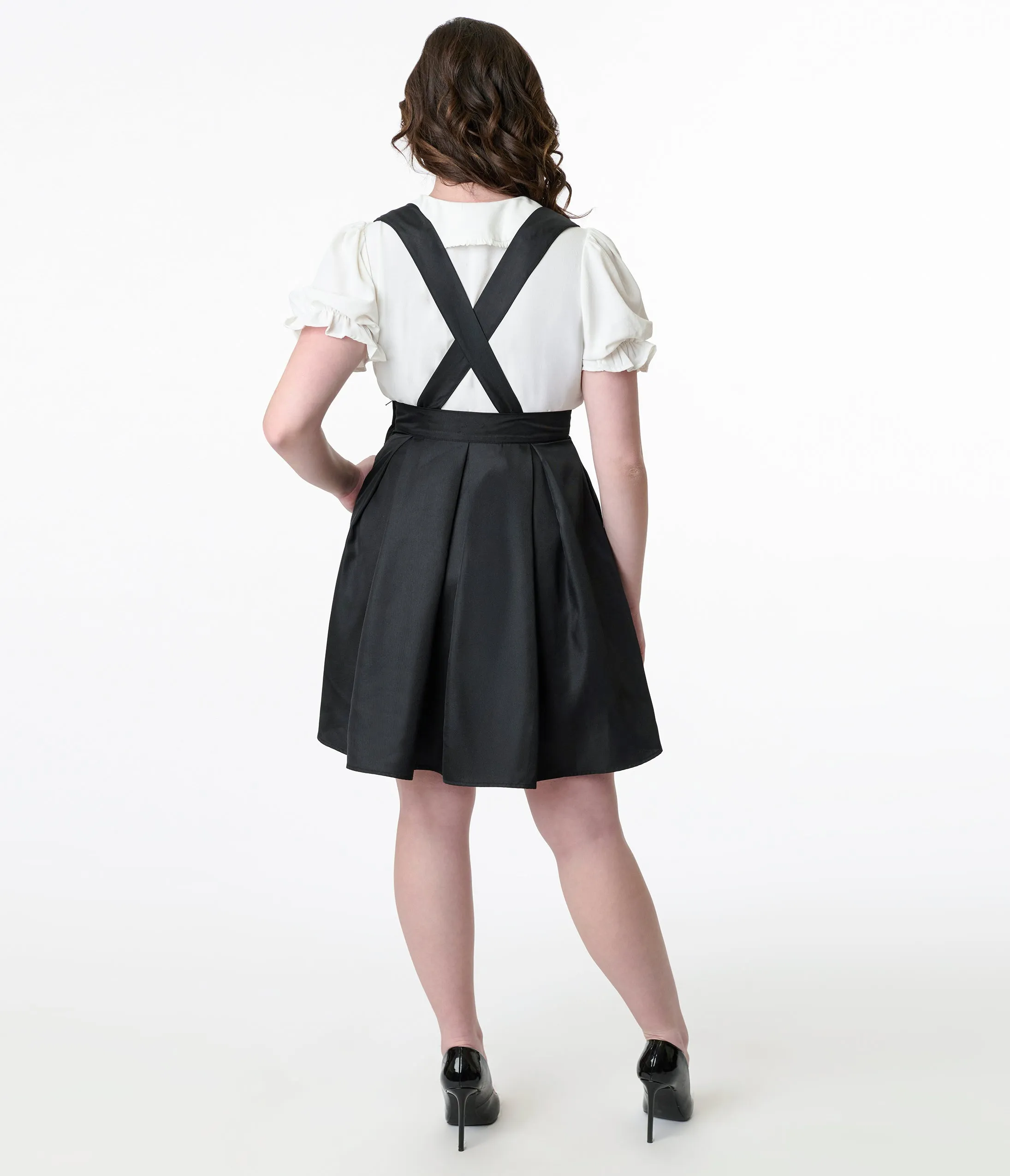 Smak Parlour 1960s Black Box Pleat Cotton Pinafore sold by Unique Vintage product image thumbnail 2