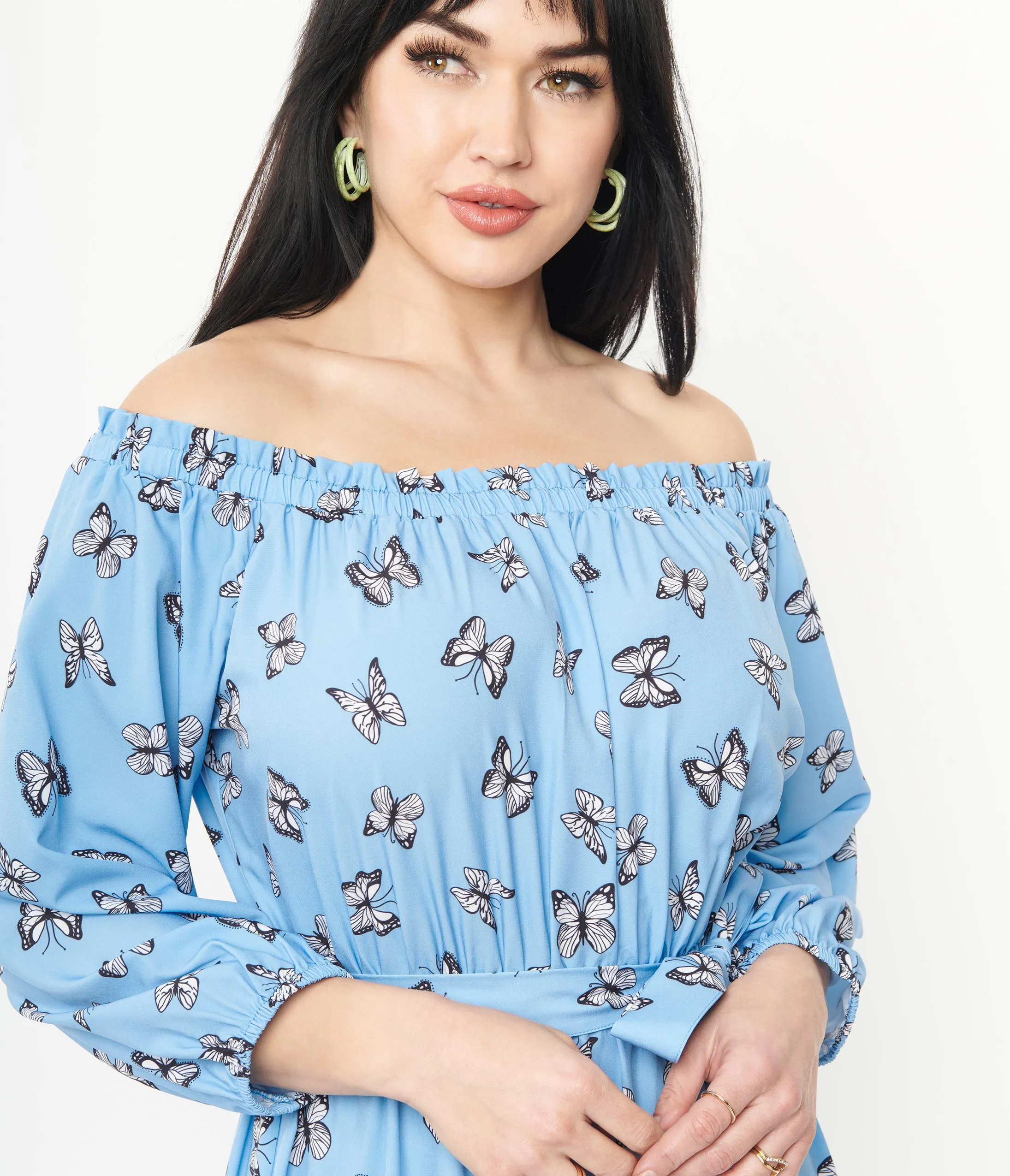 Unique Vintage 1970s Blue & Butterfly Sweet Escape Maxi Dress sold by Unique Vintage product image thumbnail 2