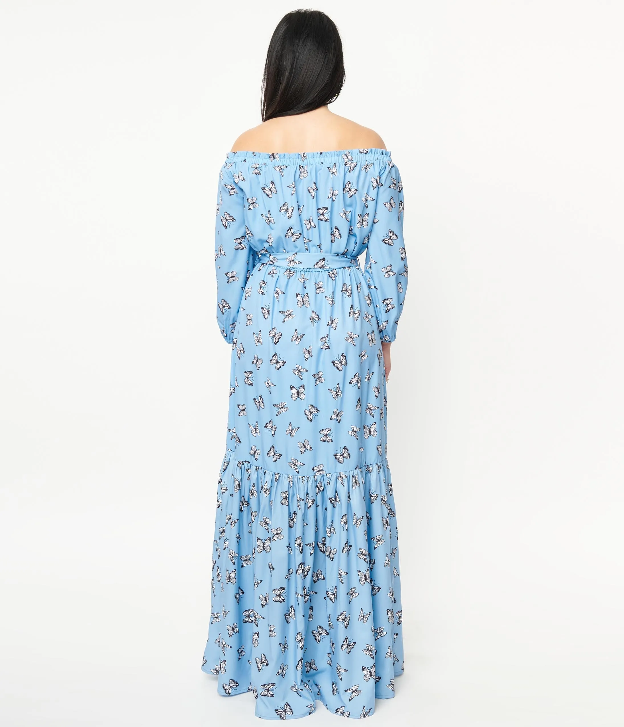 Unique Vintage 1970s Blue & Butterfly Sweet Escape Maxi Dress sold by Unique Vintage product image thumbnail 3