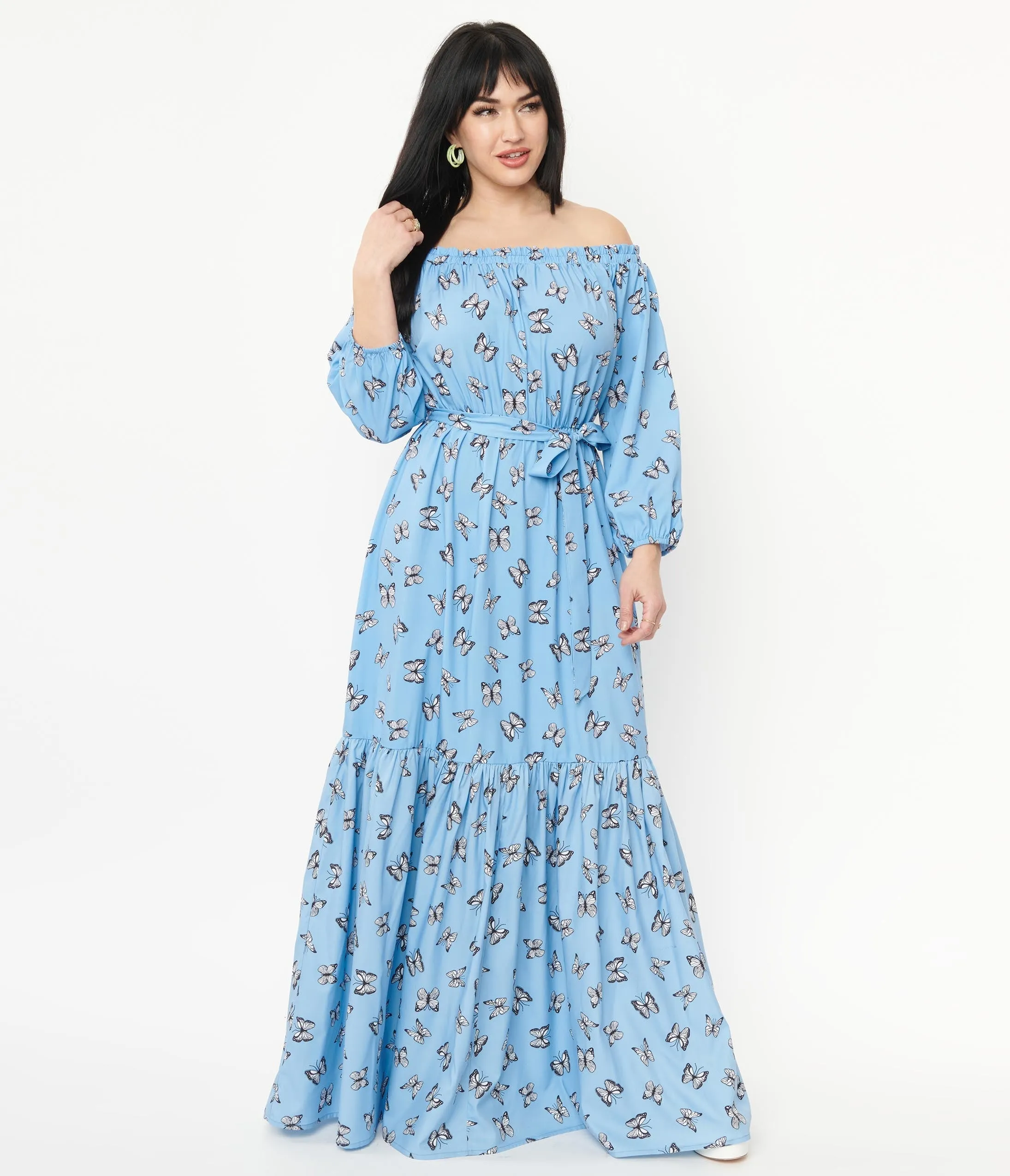 Unique Vintage 1970s Blue & Butterfly Sweet Escape Maxi Dress sold by Unique Vintage