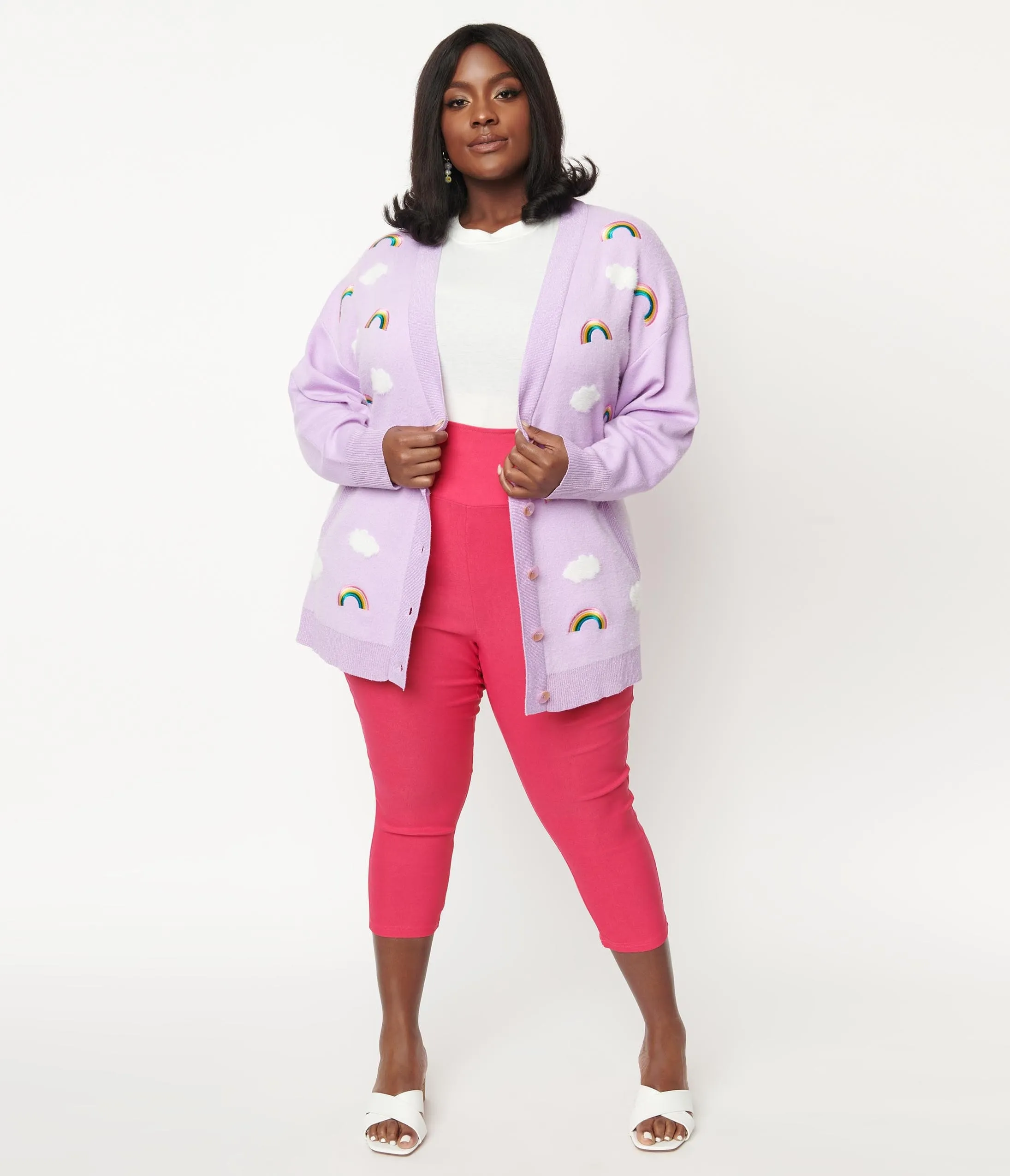 Unique Vintage Plus Size Purple & Rainbows Aspen Cardigan sold by Unique Vintage product image thumbnail 5