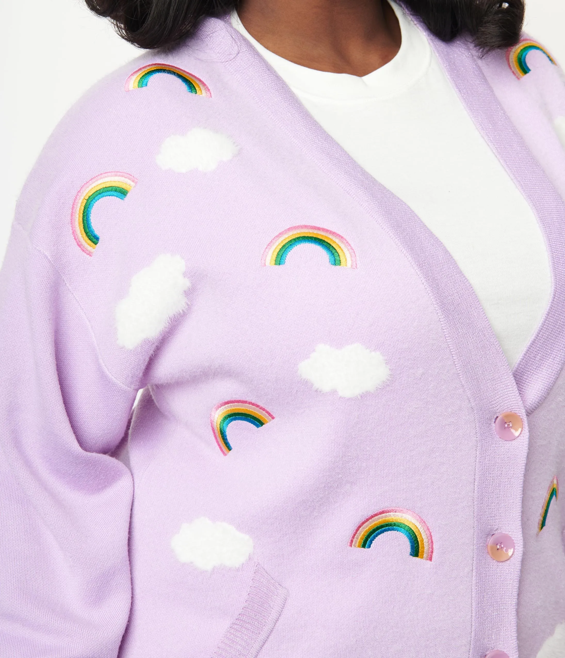 Unique Vintage Plus Size Purple & Rainbows Aspen Cardigan sold by Unique Vintage product image thumbnail 2