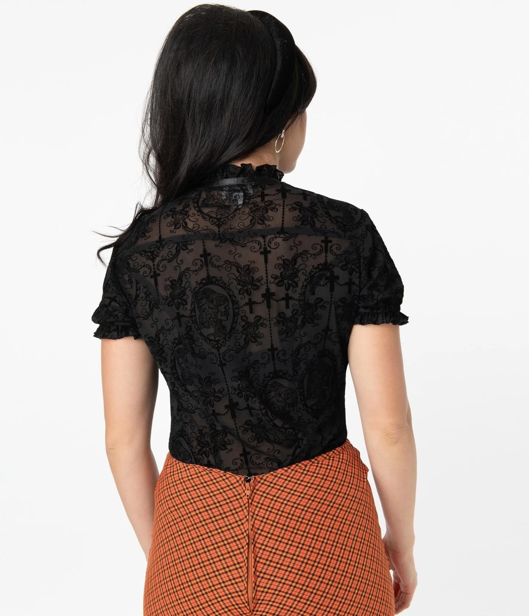 Unique Vintage Black La Catrina Burnout Lilette Blouse sold by Unique Vintage product image thumbnail 3