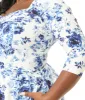 Unique Vintage Plus Size 1950s White & Blue Floral Pleated Bust Swing Dress sold by Unique Vintage