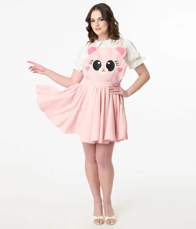 Miss Candyholic Pink Bear Corduroy Pinafore sold by Unique Vintage