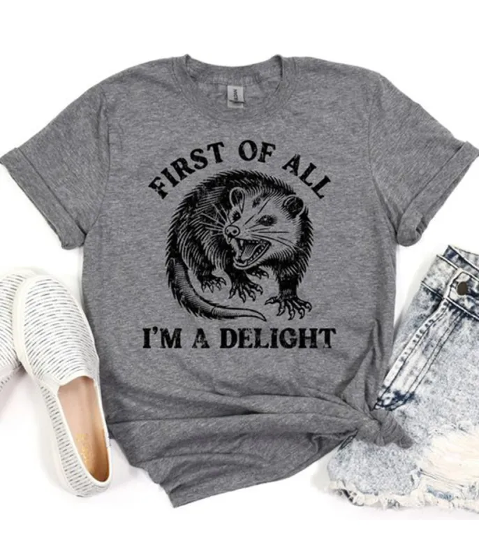I'm A Delight Possum Unisex Graphic Tee sold by Unique Vintage