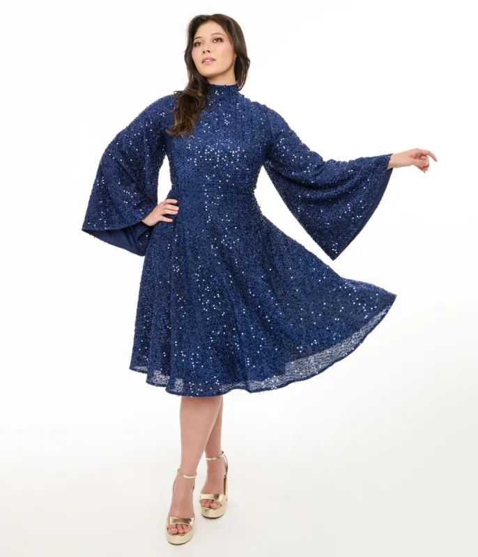 Disney's Snow White Collection by Unique Vintage Plus Size Evil Queen Sequin Mock Neck Swing Dress sold by Unique Vintage