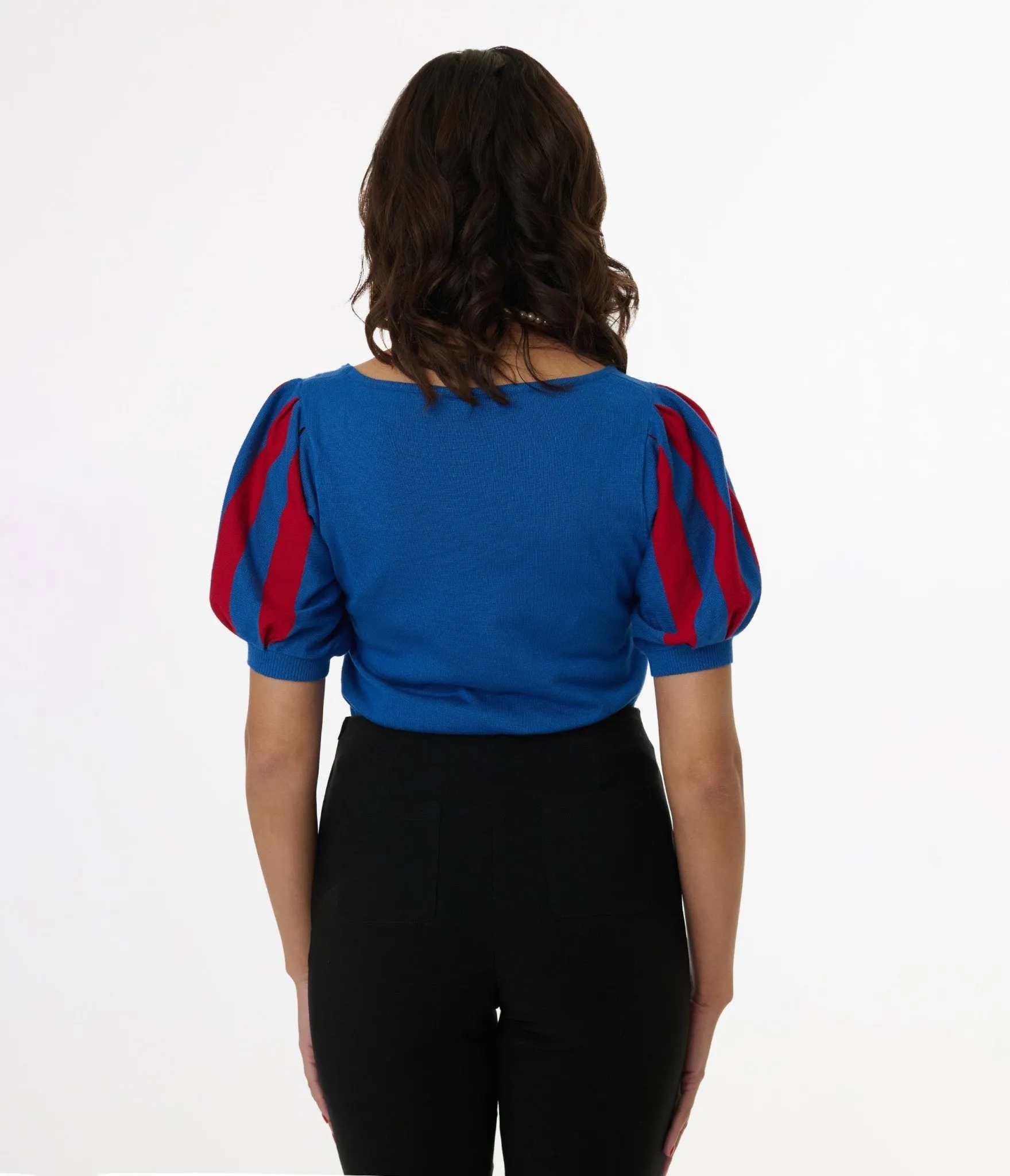 Disney's Snow White Collection by Unique Vintage Royal Blue & Red Short Sleeve Sweater sold by Unique Vintage product image thumbnail 2