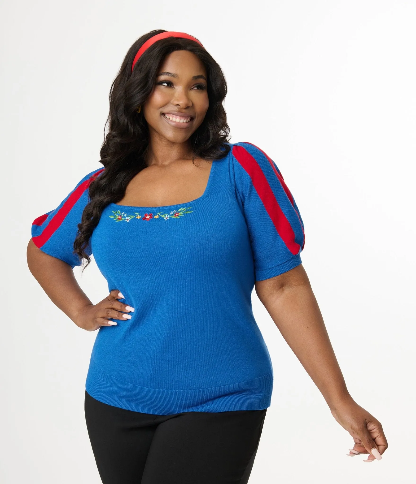 Disney's Snow White Collection by Unique Vintage Plus Size Royal Blue & Red Short Sleeve Sweater sold by Unique Vintage product image thumbnail 4