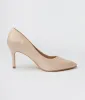Beige Patent Leatherette Stiletto Heels sold by Unique Vintage